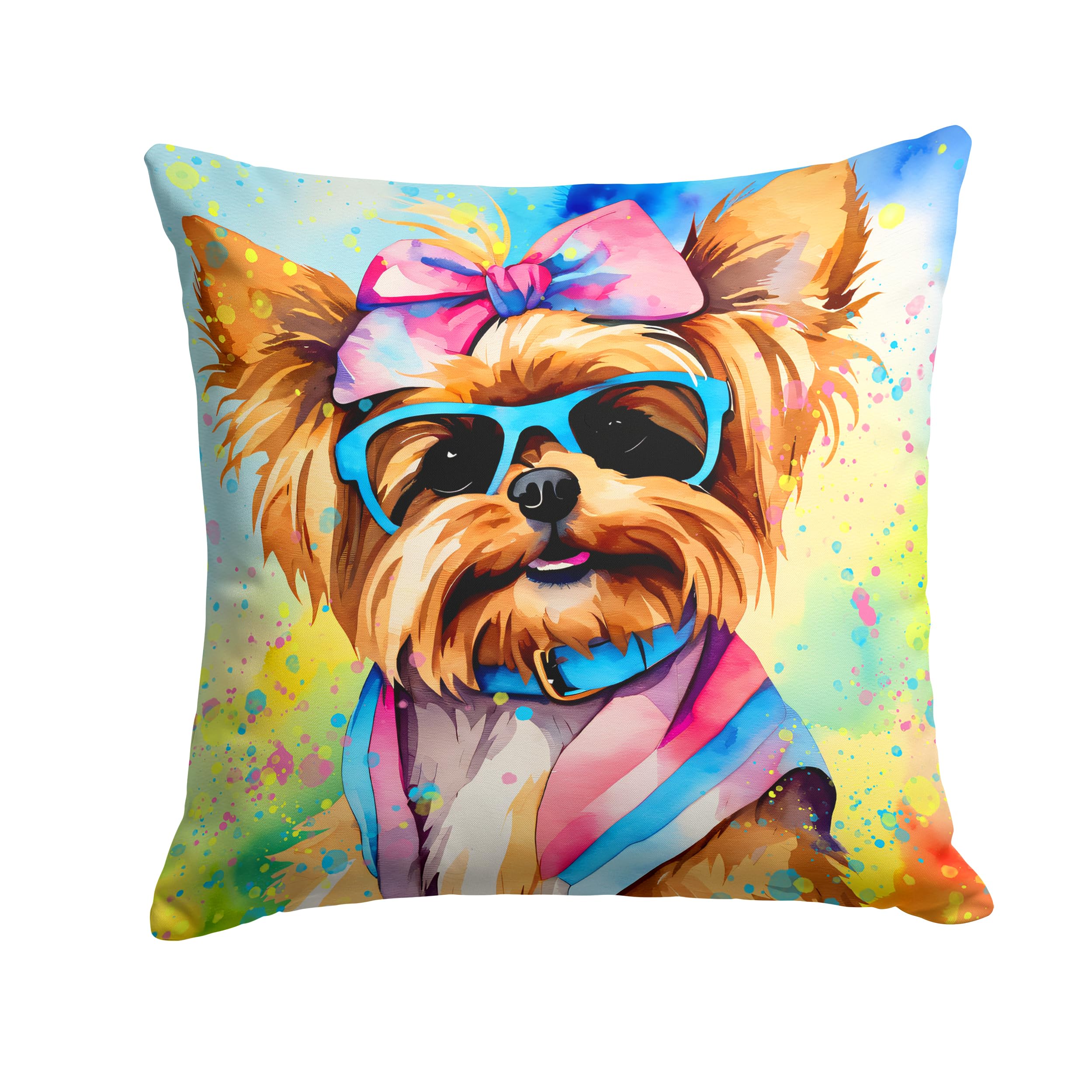 Yorkshire Terrier Hippie Dawg Throw Pillow