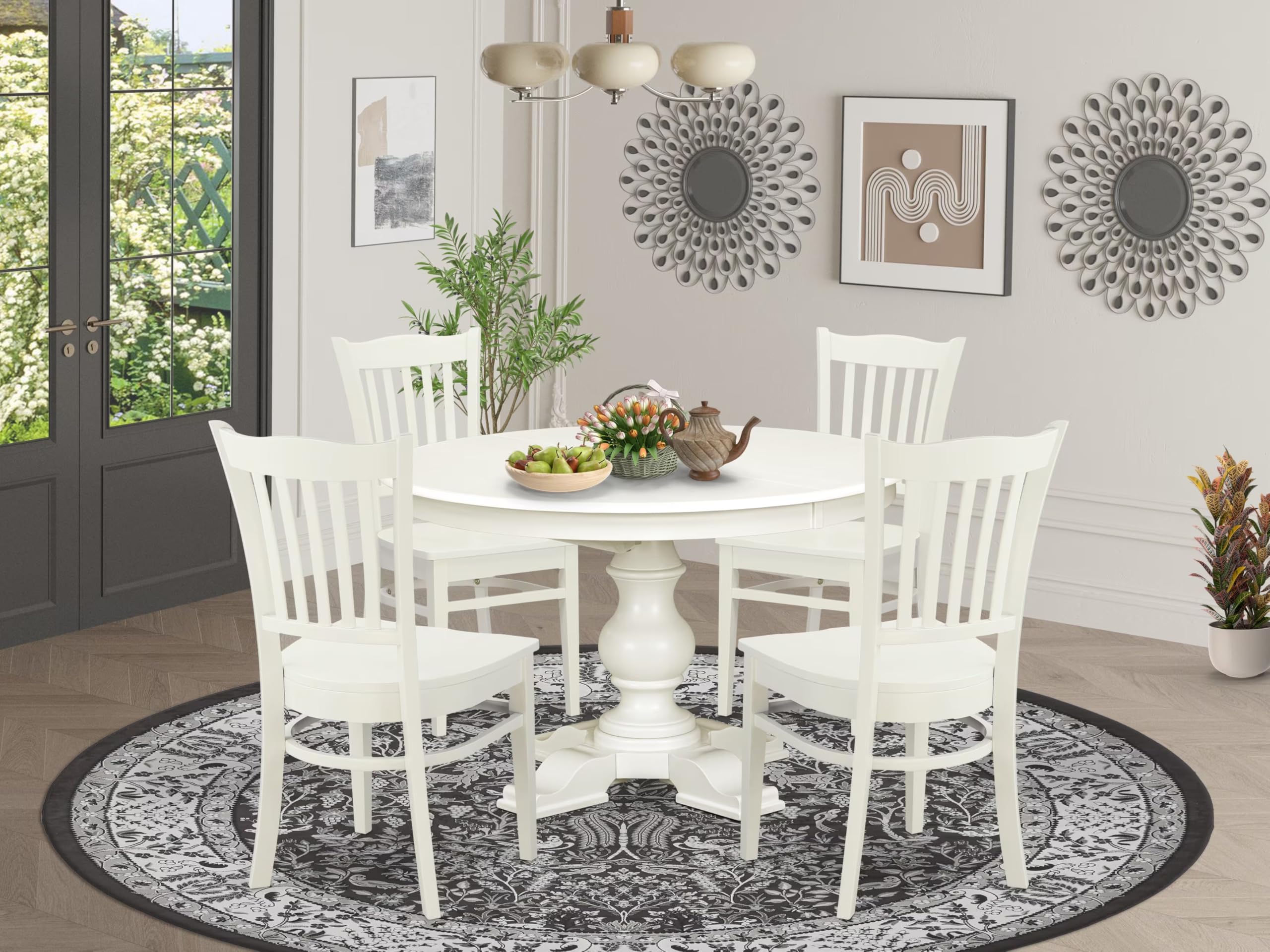 7-Piece Modern Kitchen Table Set, Linen White