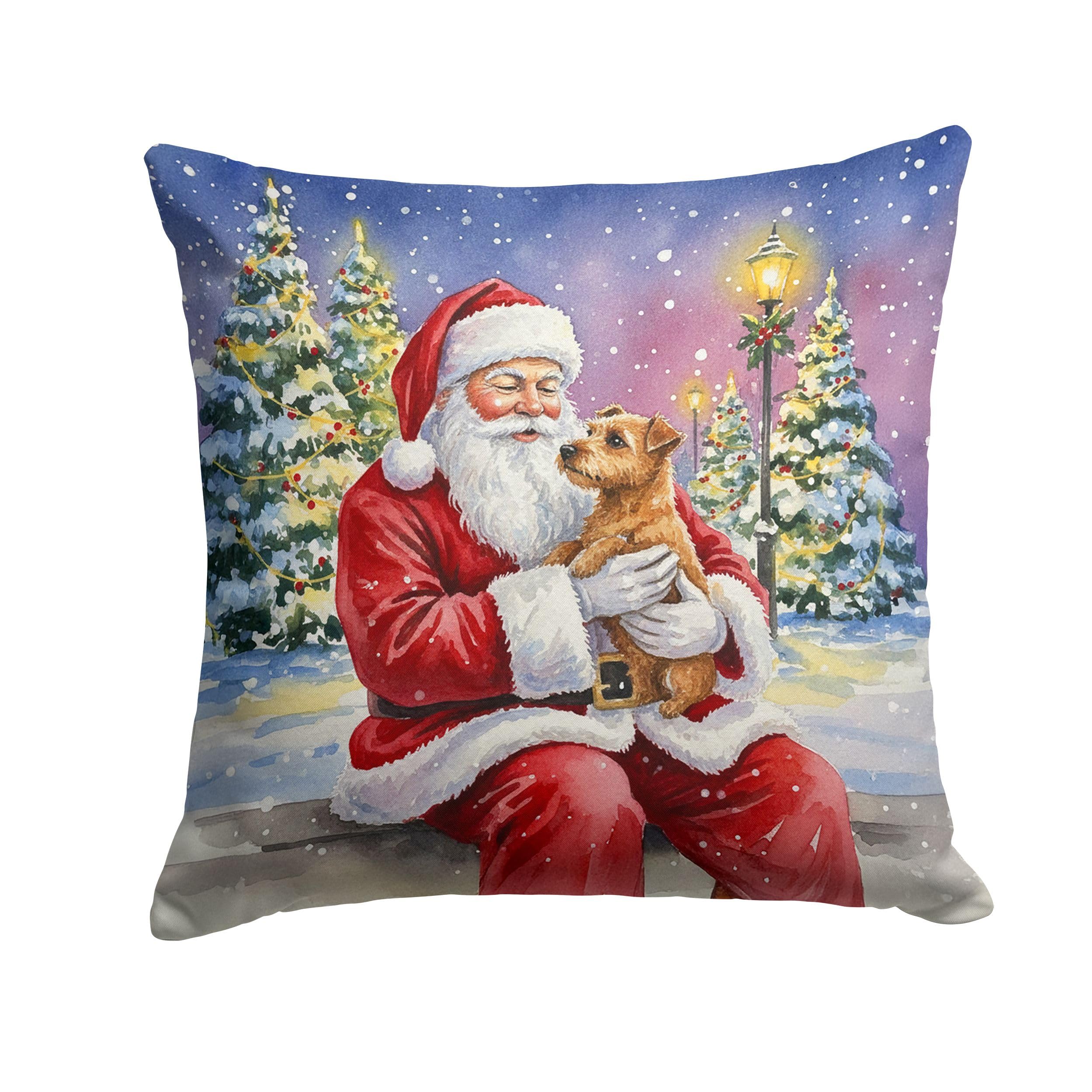 Carolines Treasures Norfolk Terrier with Santa Claus Throw Pillow Decorative Indoor Outdoor Accent Cushion for Couch, Bed or Patio, 18Hx18W
