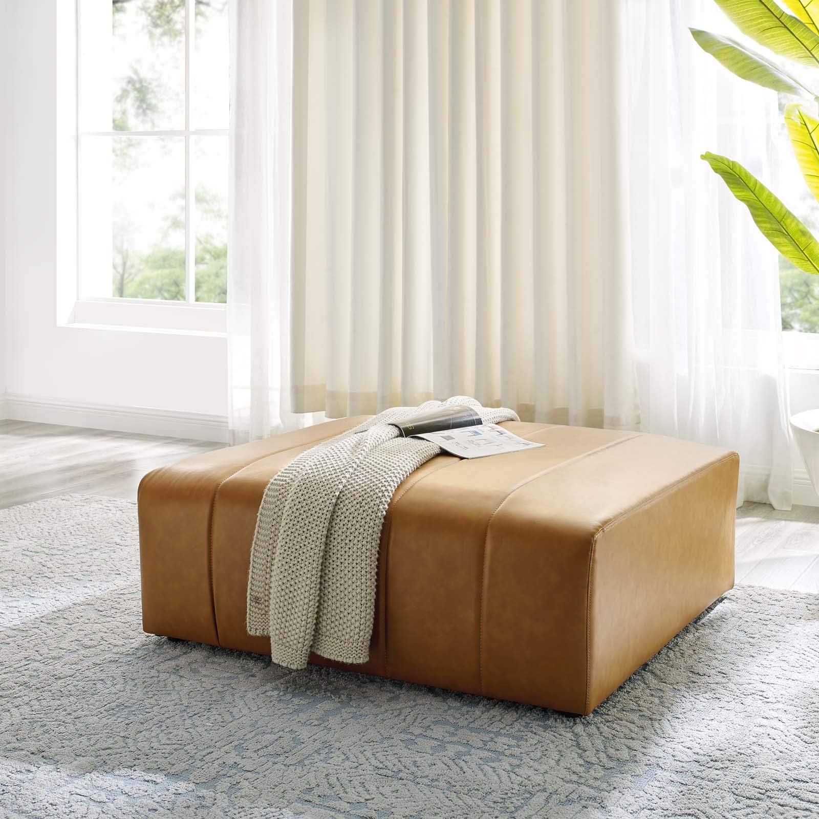 Bartlett Vegan Leather Ottoman Tan