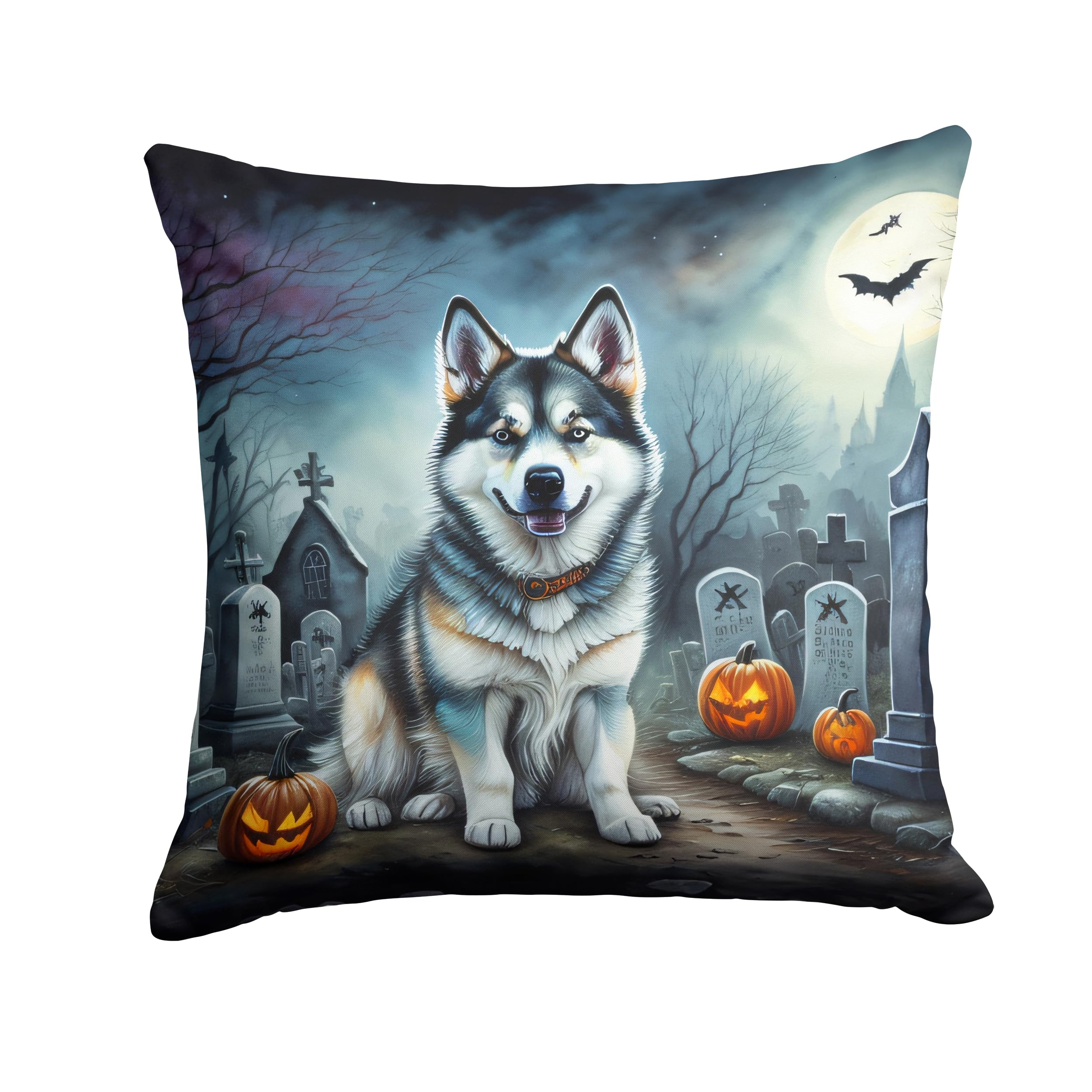 Alaskan Malamute Spooky Halloween Throw Pillow