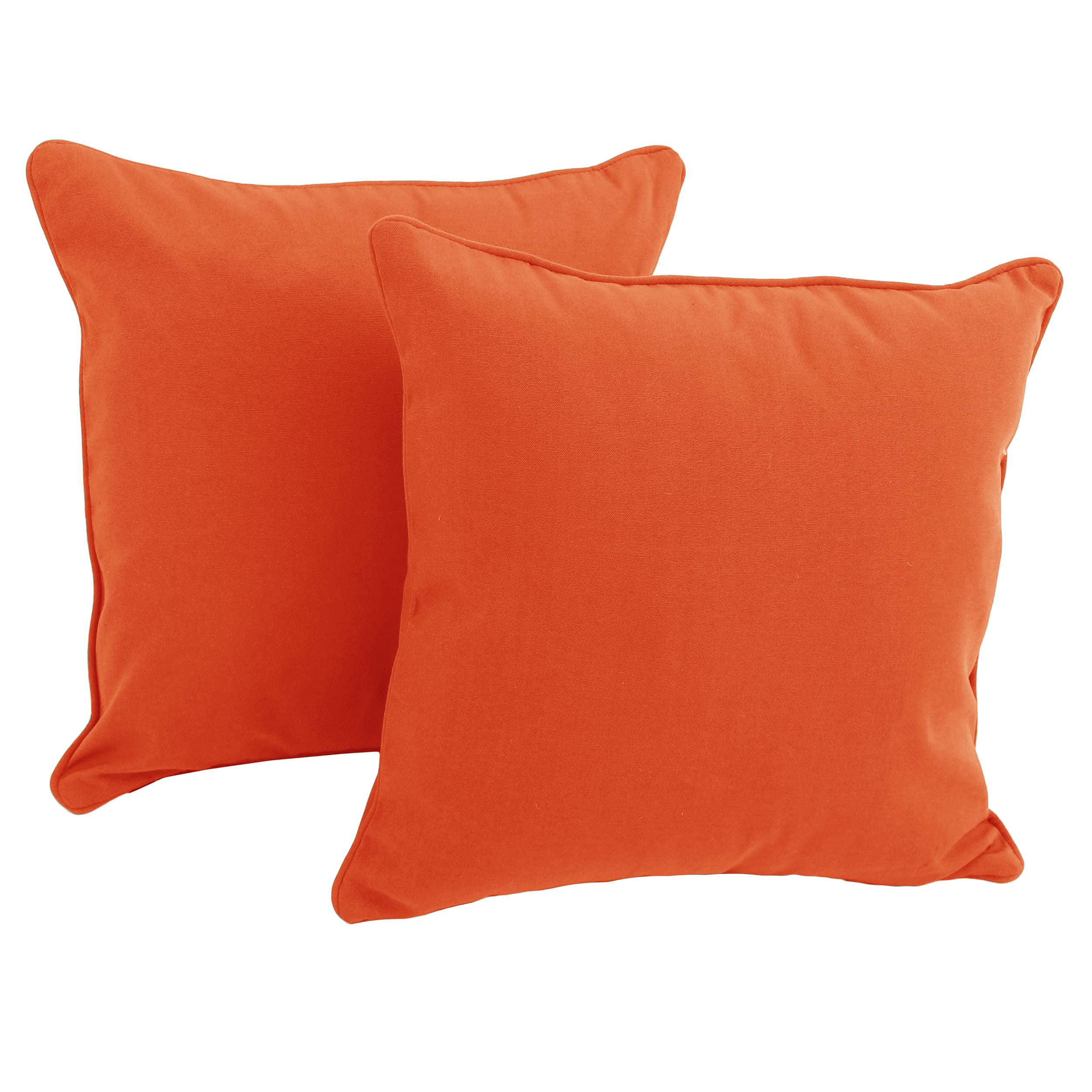 18-inch Double-corded Solid Twill Square Throw Pillows with Inserts (Set of 2) - Tangerine Dream