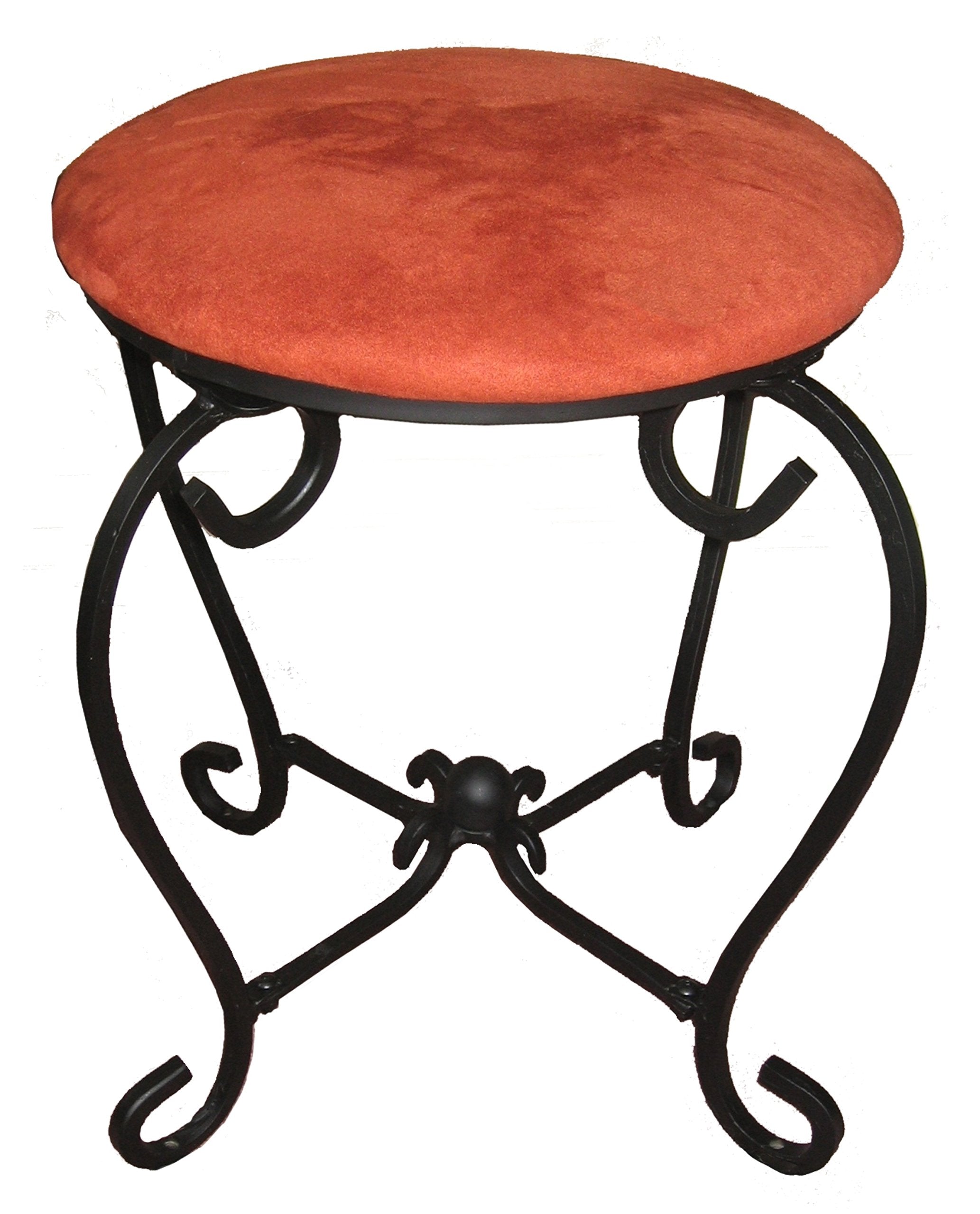 Round Iron Vanity Stool with Cushion -Red Wine