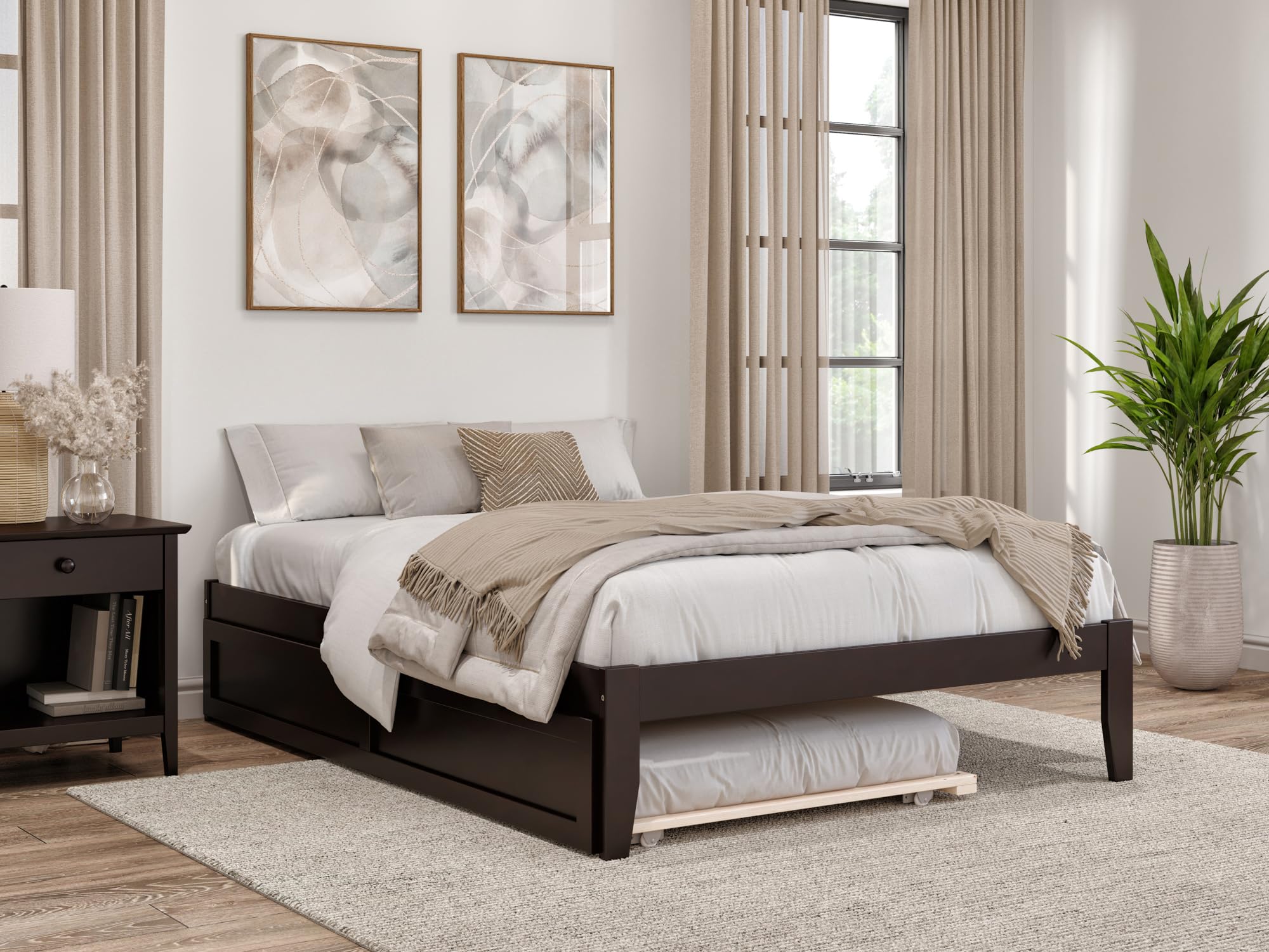 AFI Colorado Full Size Platform Bed with Twin Trundle and Charging Station in Espresso