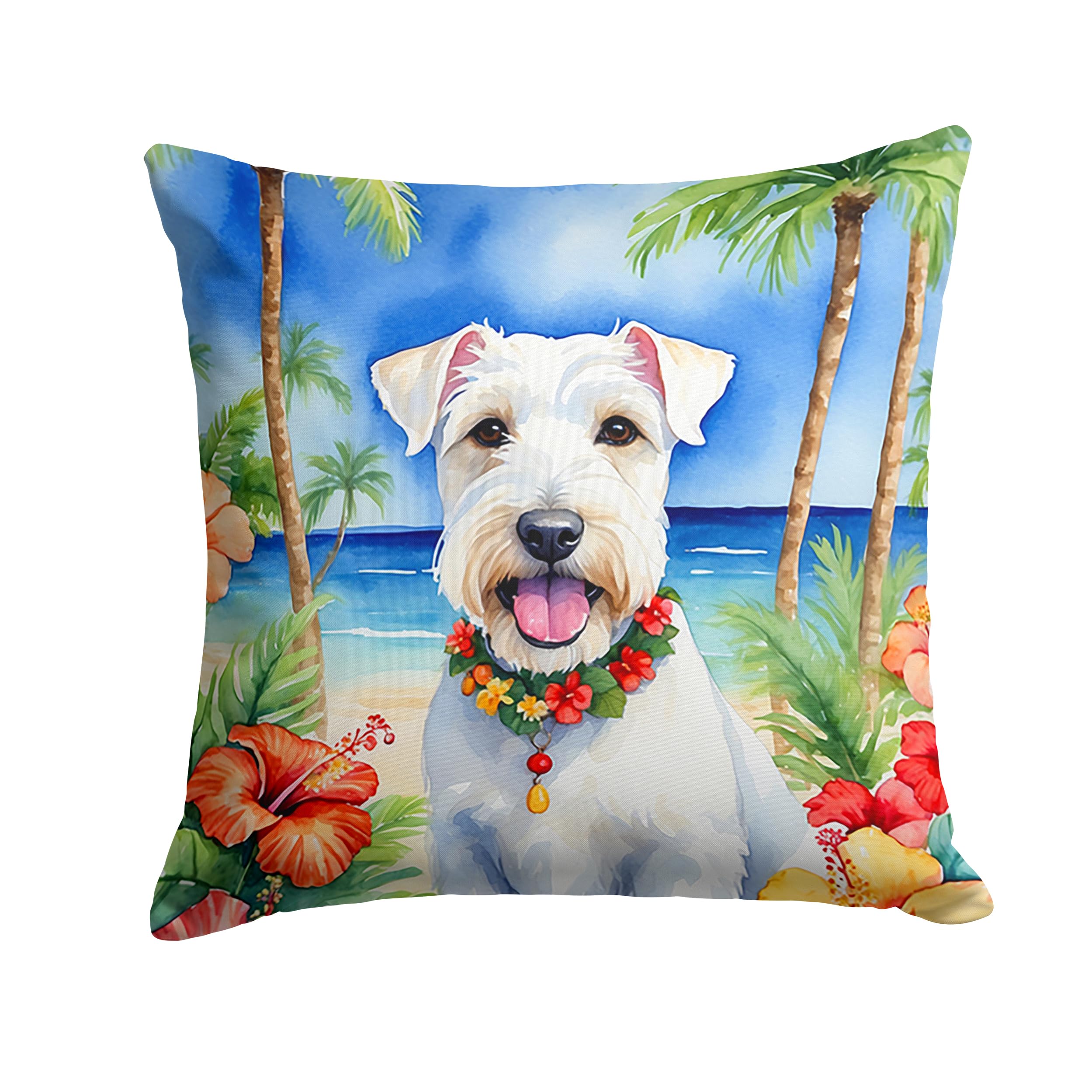 Carolines Treasures Luau Party Decorative Throw Pillow, 14Hx14W, Sealyham Terrier 6517