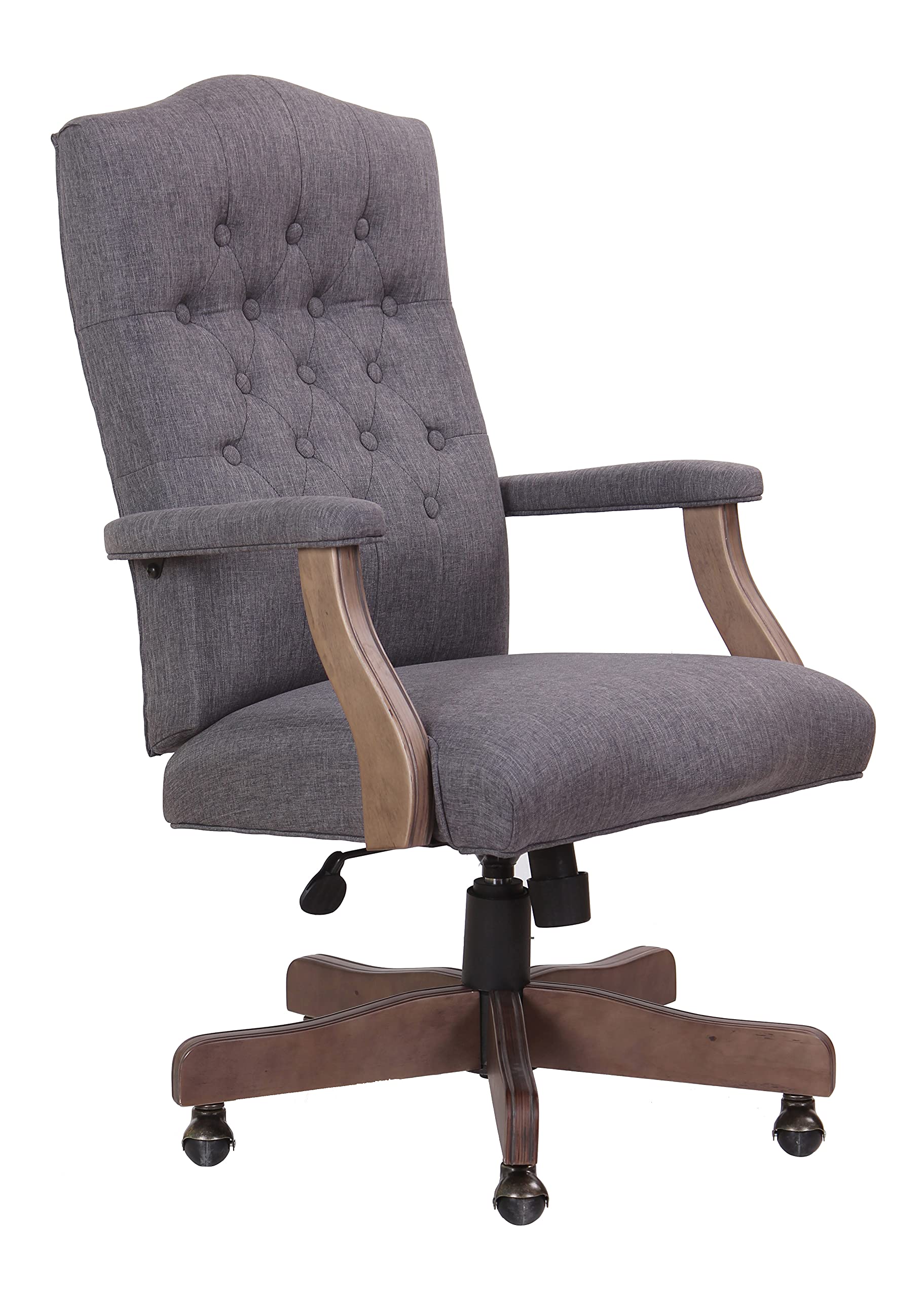 BOSS Executive Slate Grey Commercial Grade Linen Chair With Driftwood Finish Frame