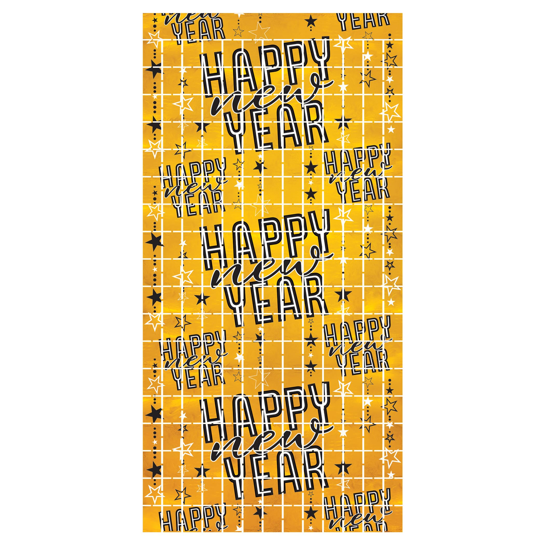 Happy New Year Metallic Square Curtain