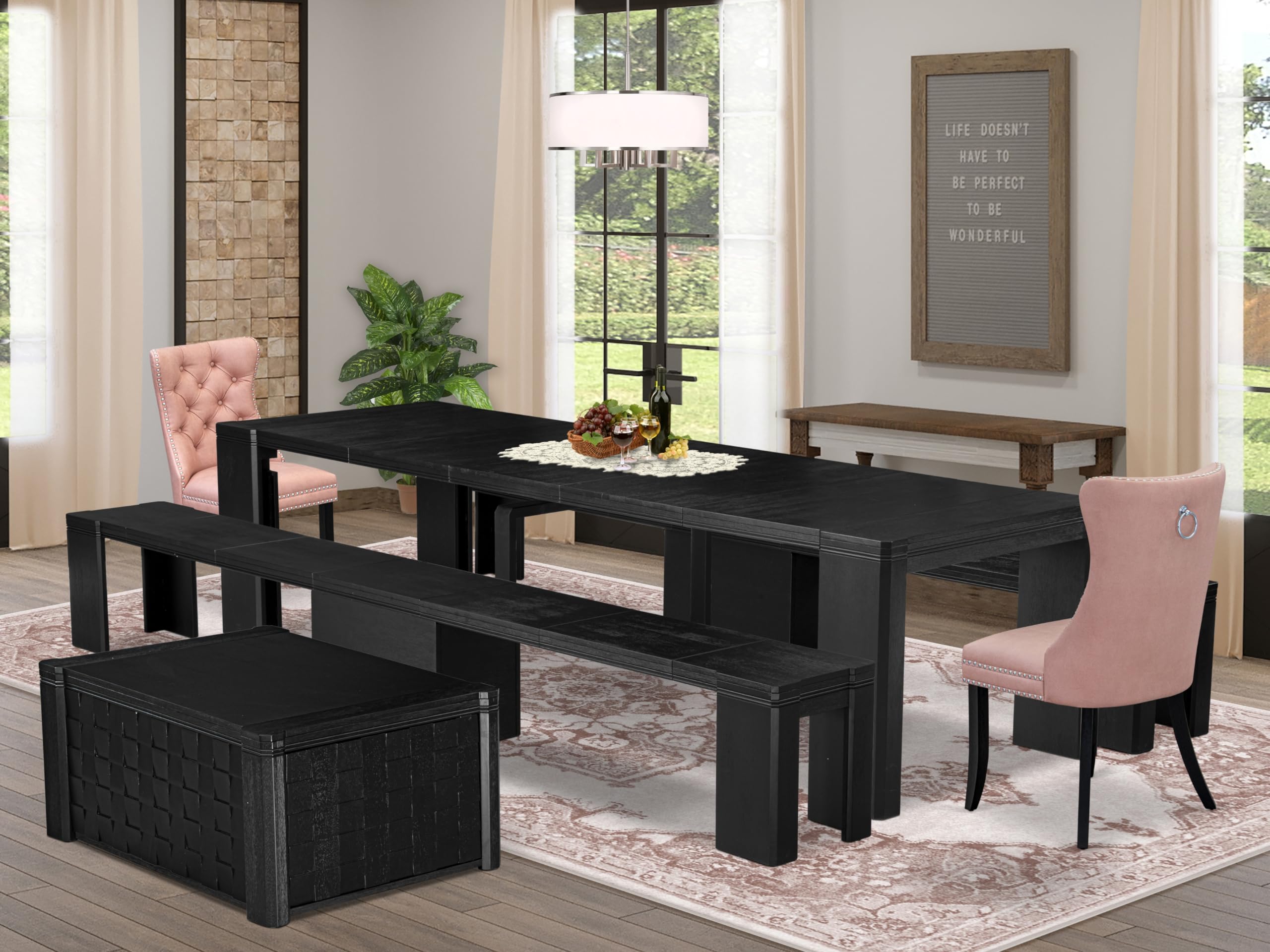 6-piece Dining Room Table Set a Rectangular Kitchen Table with a coffee Table