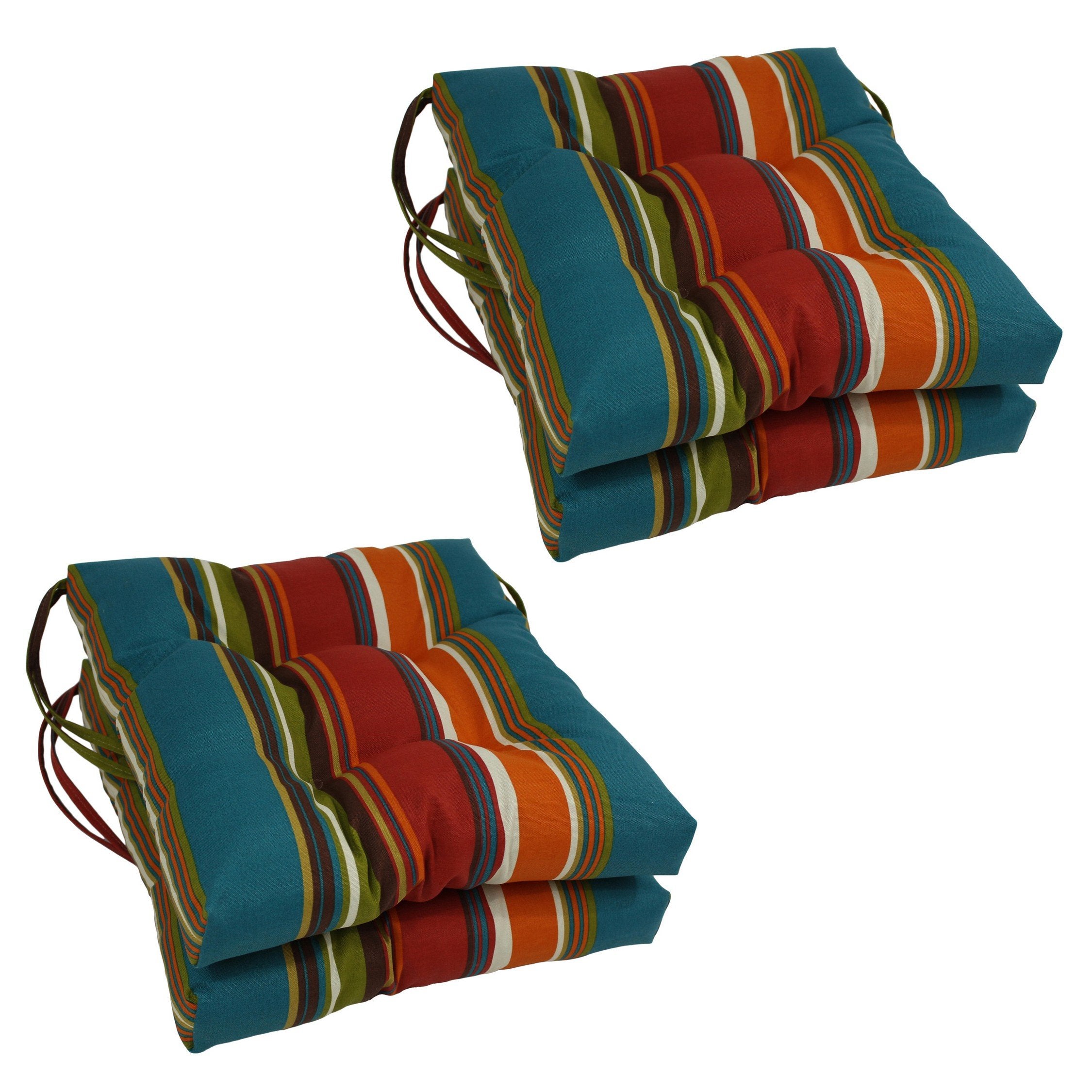 16-inch Spun Polyester Patterned Outdoor Square Tufted Chair Cushions (Set of 4)