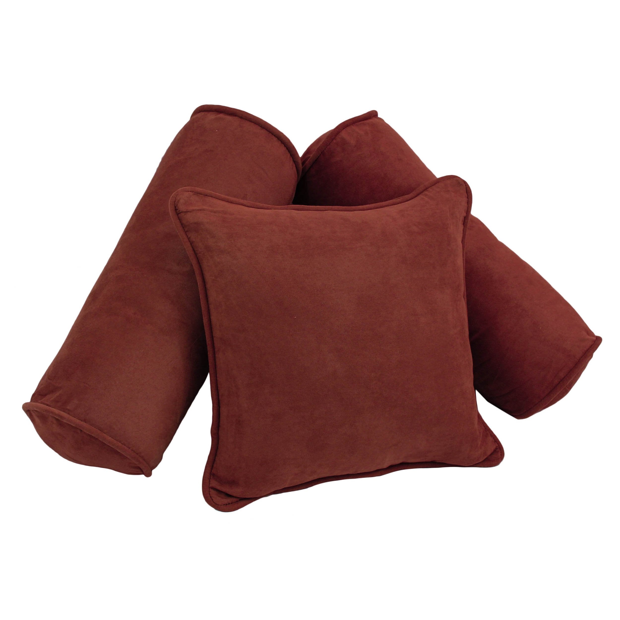 Double-corded Solid Microsuede Throw Pillows with Inserts (Set of 3) - Red Wine