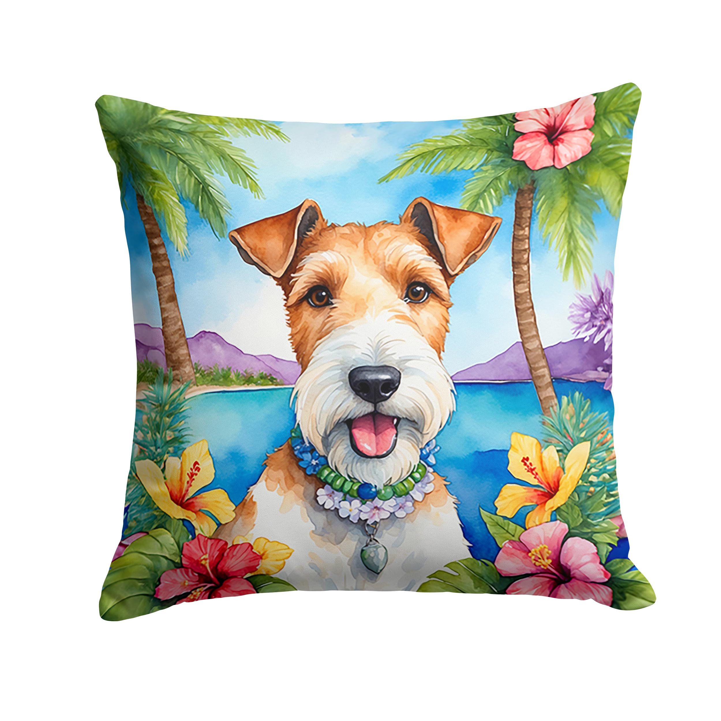 Fox Terrier Luau Throw Pillow