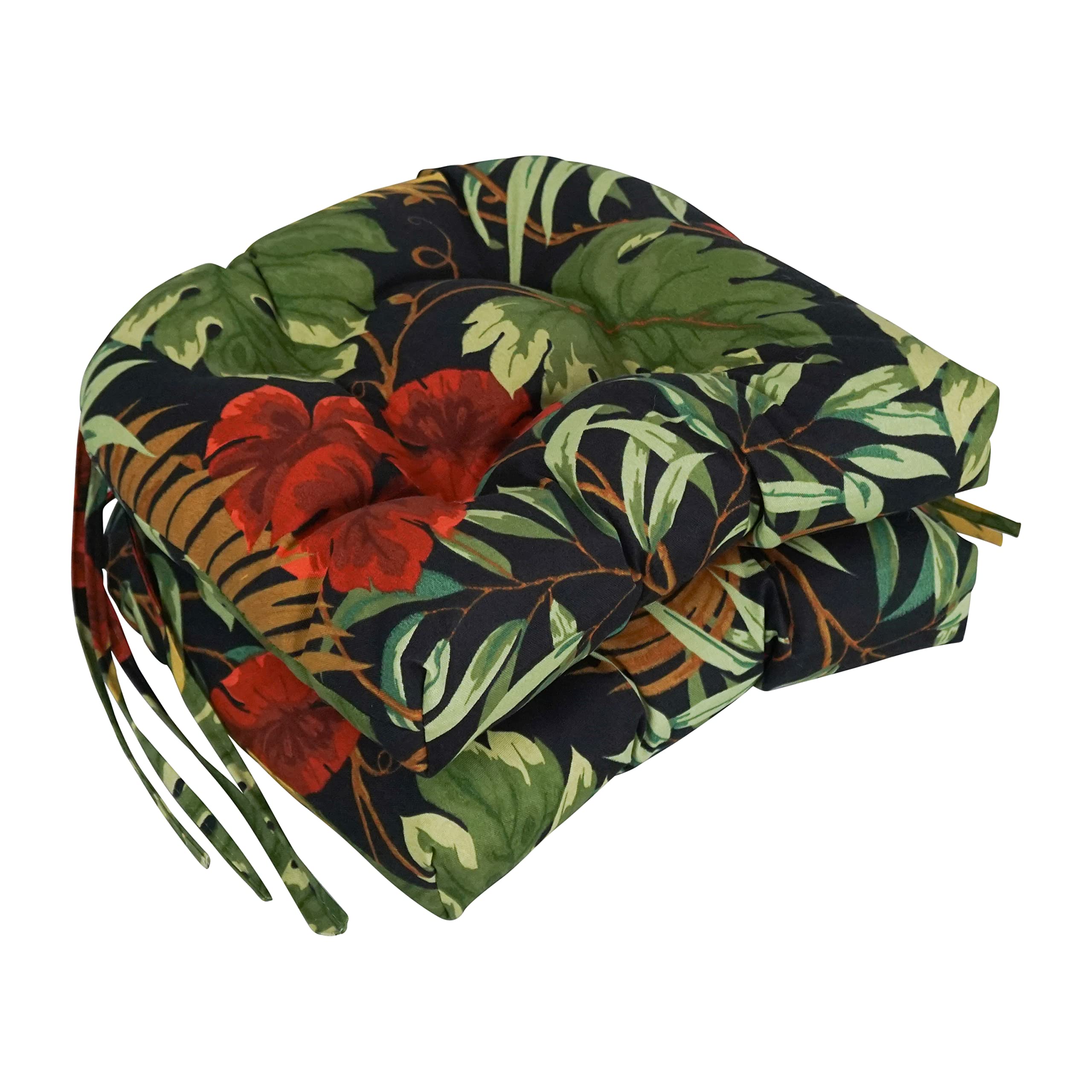 16-inch Outdoor Spun Polyester U-shaped Tufted Chair Cushions (Set of 2) - Tropique Raven