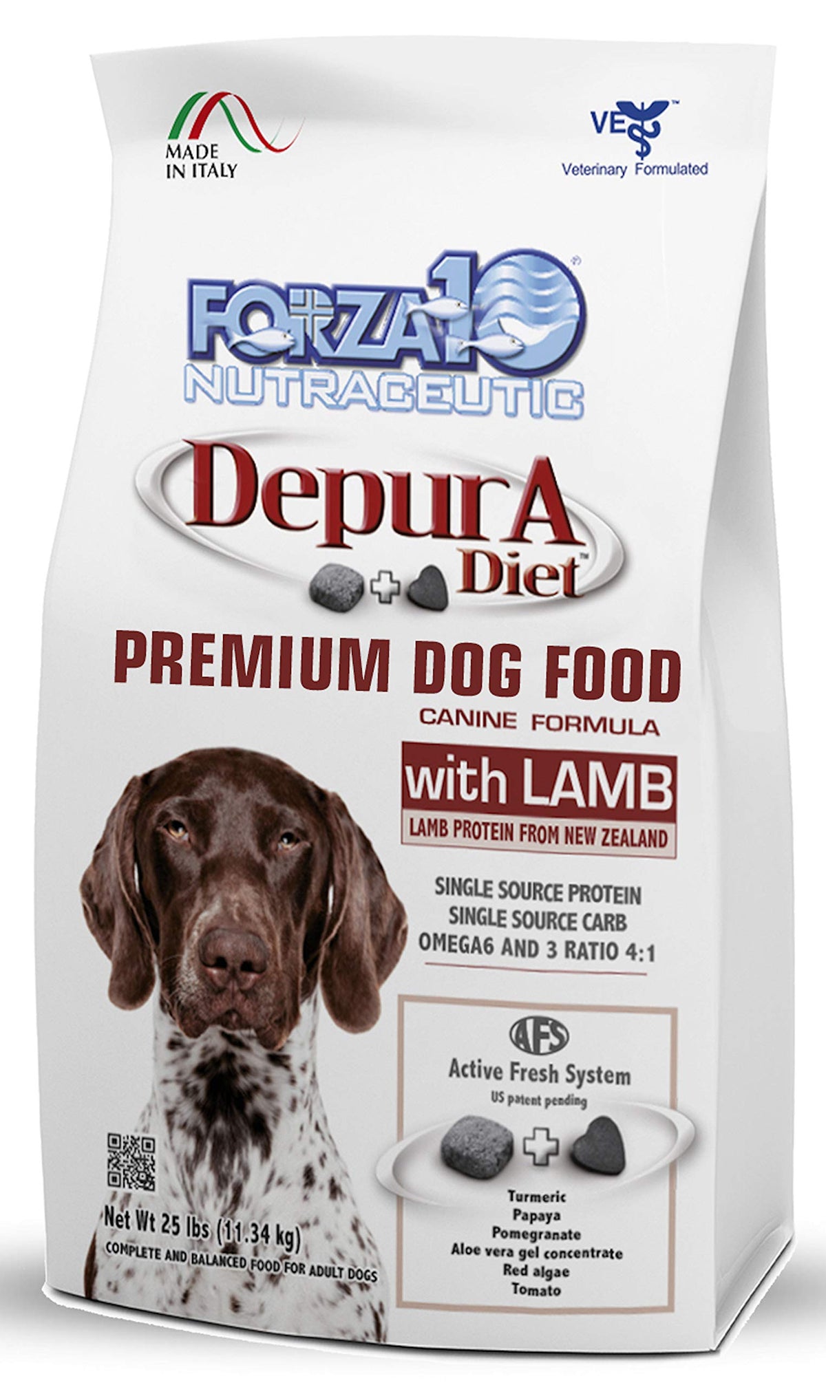 Forza10 Active Depura Daily Life Protection Dry Dog Food, 25 Pounds, Limited Ingredient Gluten Free All Natural Ingredients Omega 6 Vet Recommended Lamb Flavor Dog Food