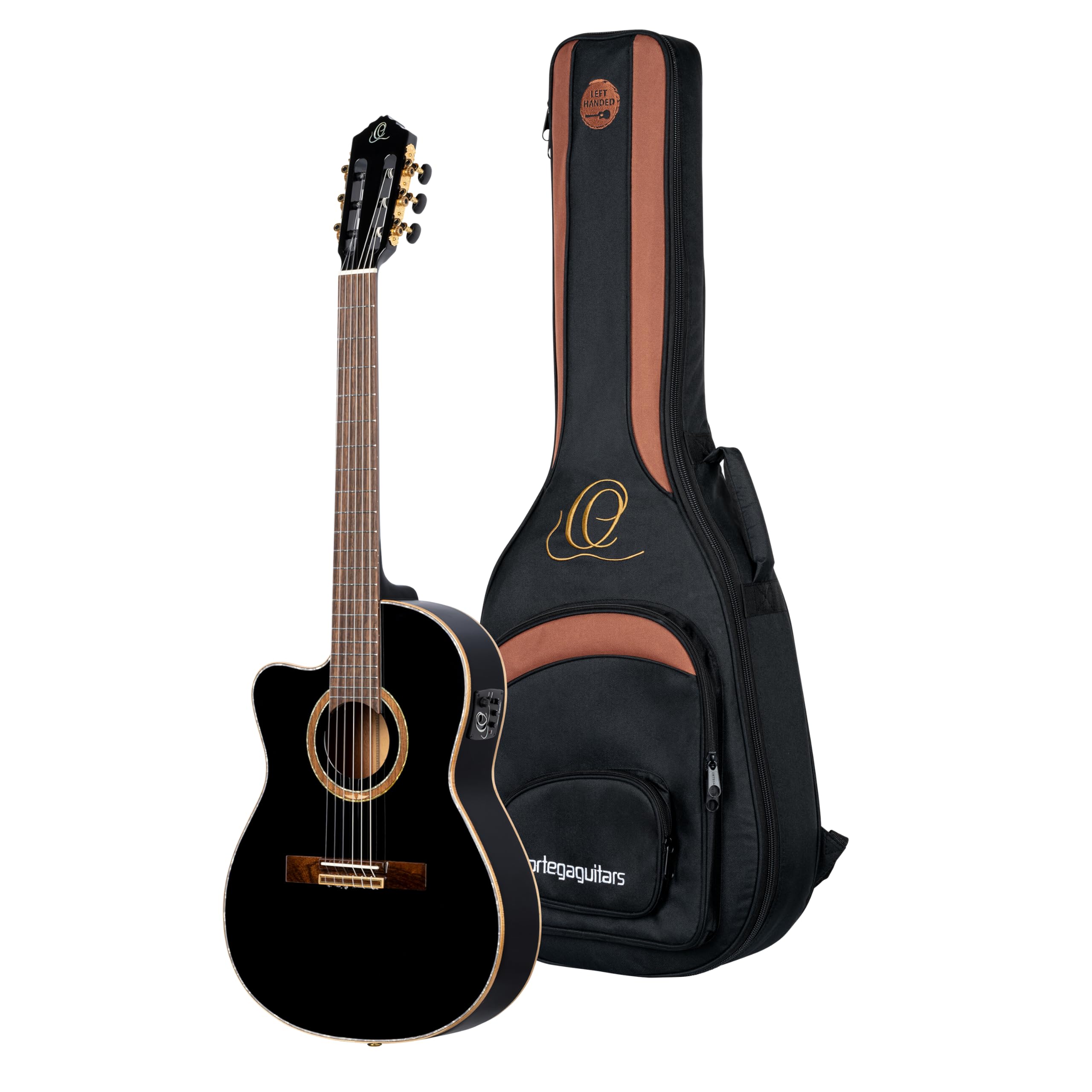 Performer Series Left-Handed Solid Top Thinline Crossover Acoustic-Electric Nylon Classical Guitar with Bag