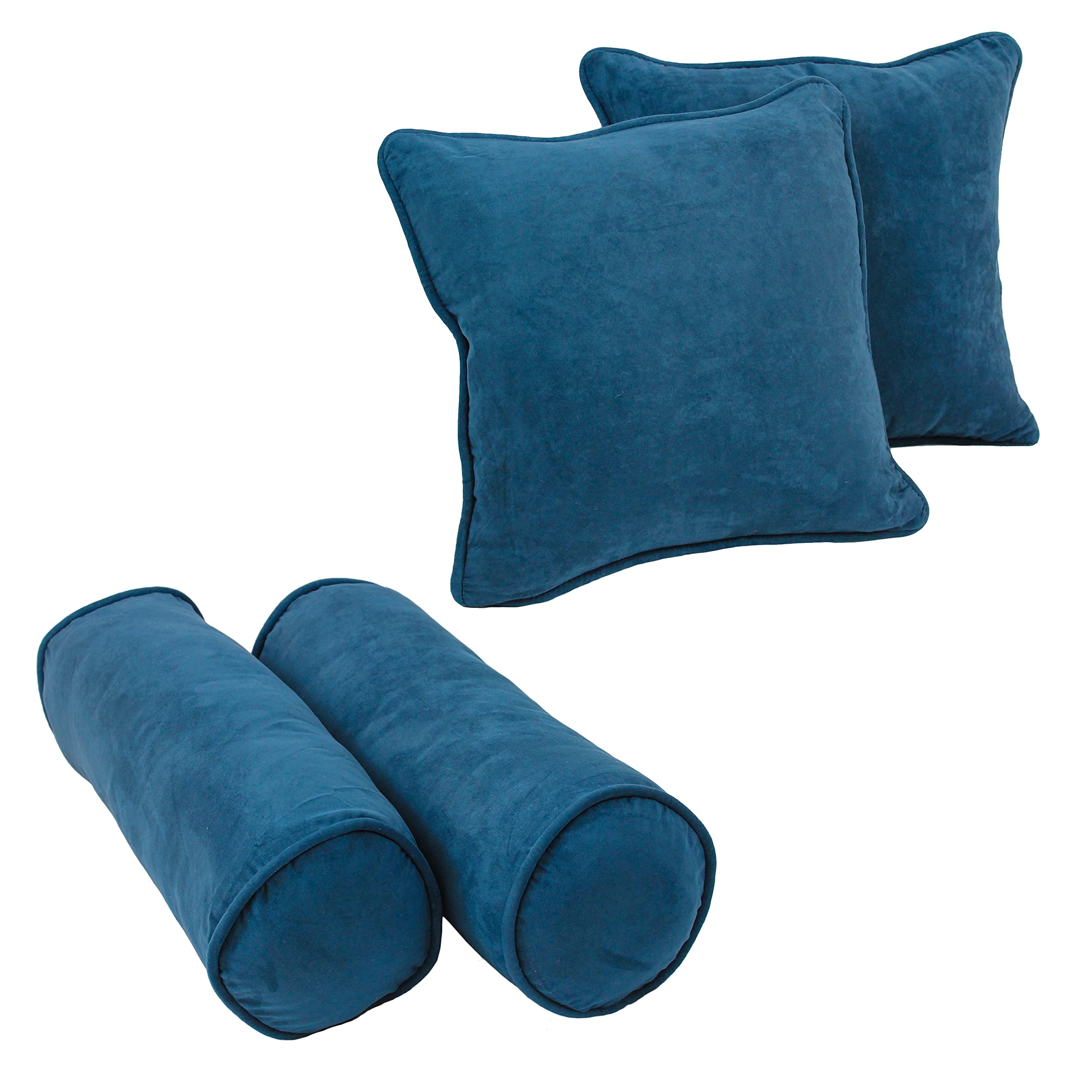 Double-corded Solid Microsuede Throw Pillows with Inserts (Set of 4)