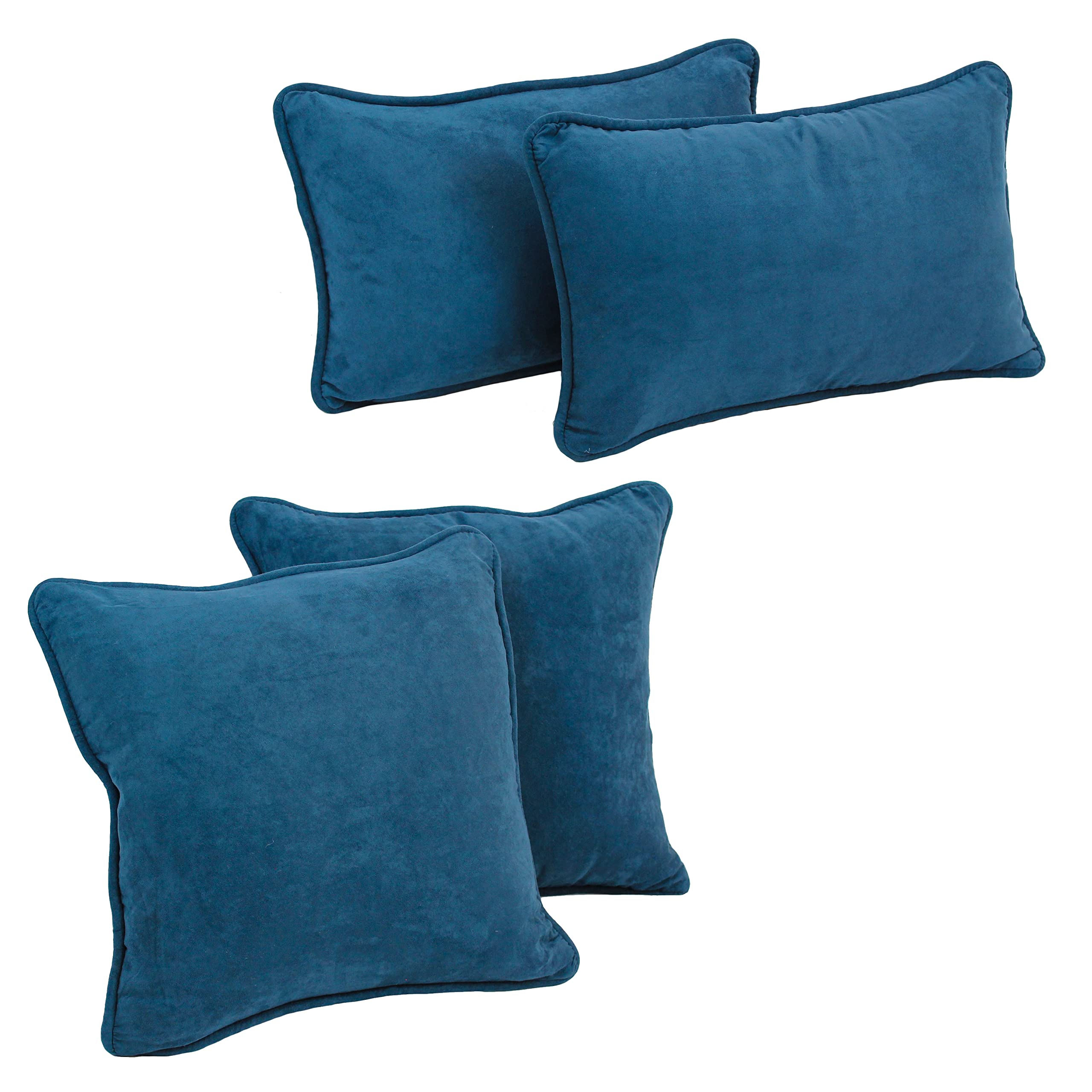 Double-corded Solid Microsuede Throw Pillows with Inserts (Set of 4)