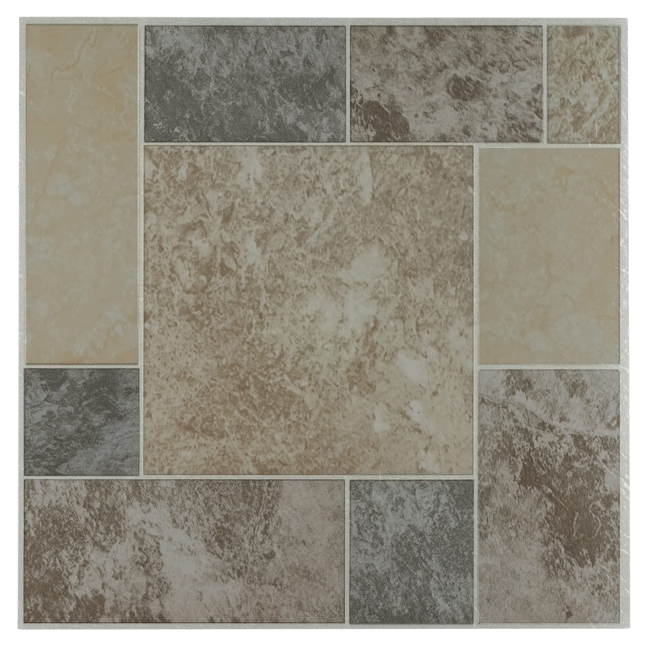 NEXUS Marble Blocks 12 Inch x 12 Inch Self Adhesive Vinyl Floor Tile #327 - 20 Tiles