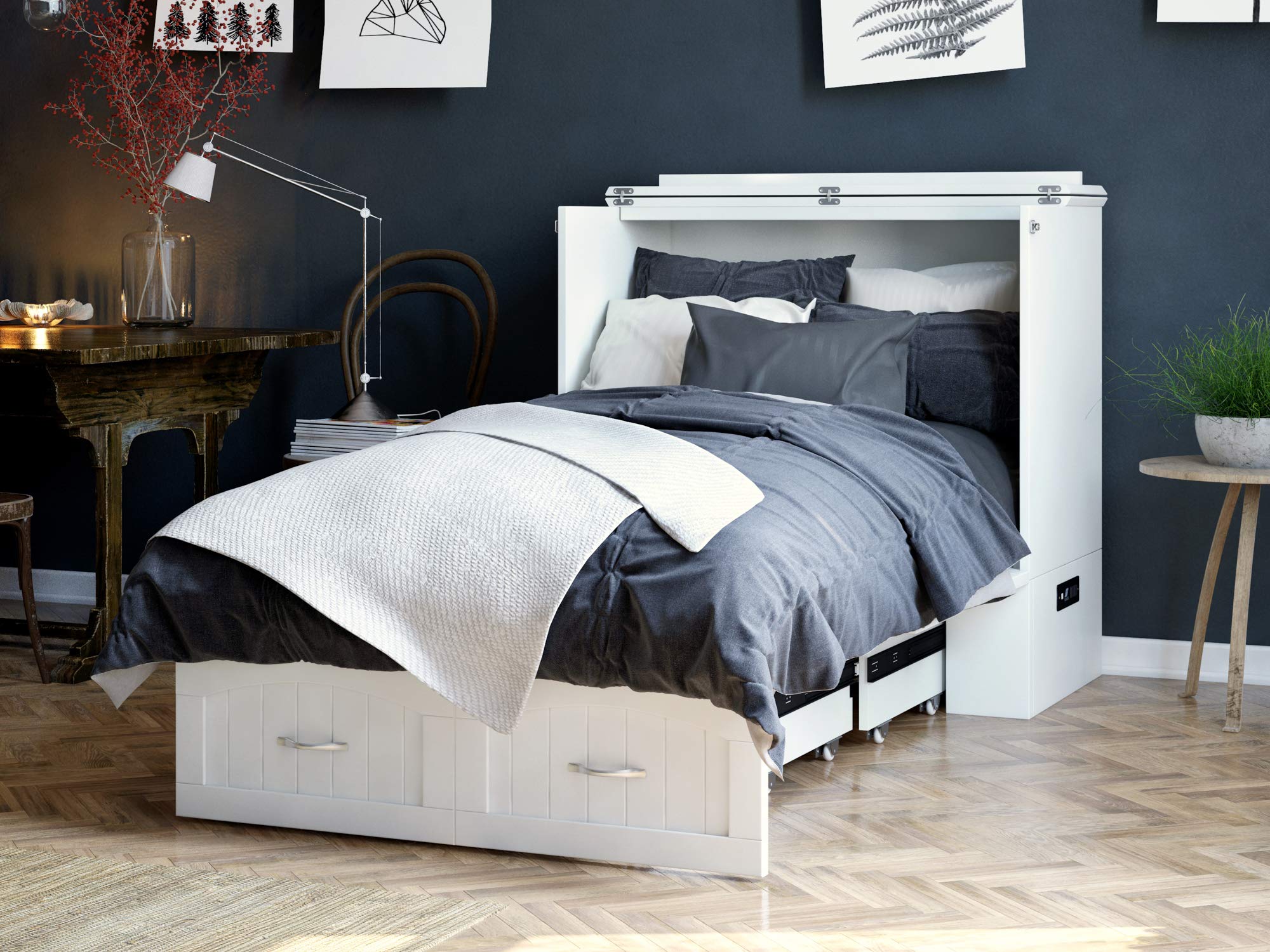 Southampton Murphy Bed Chest Twin Extra Long White with Charging Station