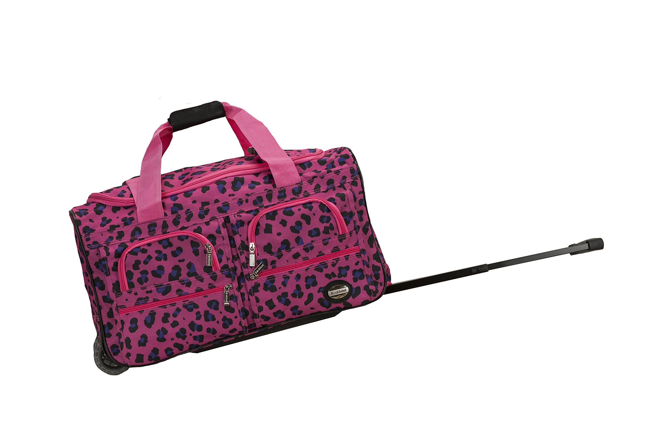 22 Inch  ROLLING DUFFLE BAG - MAGENTALEOPARD