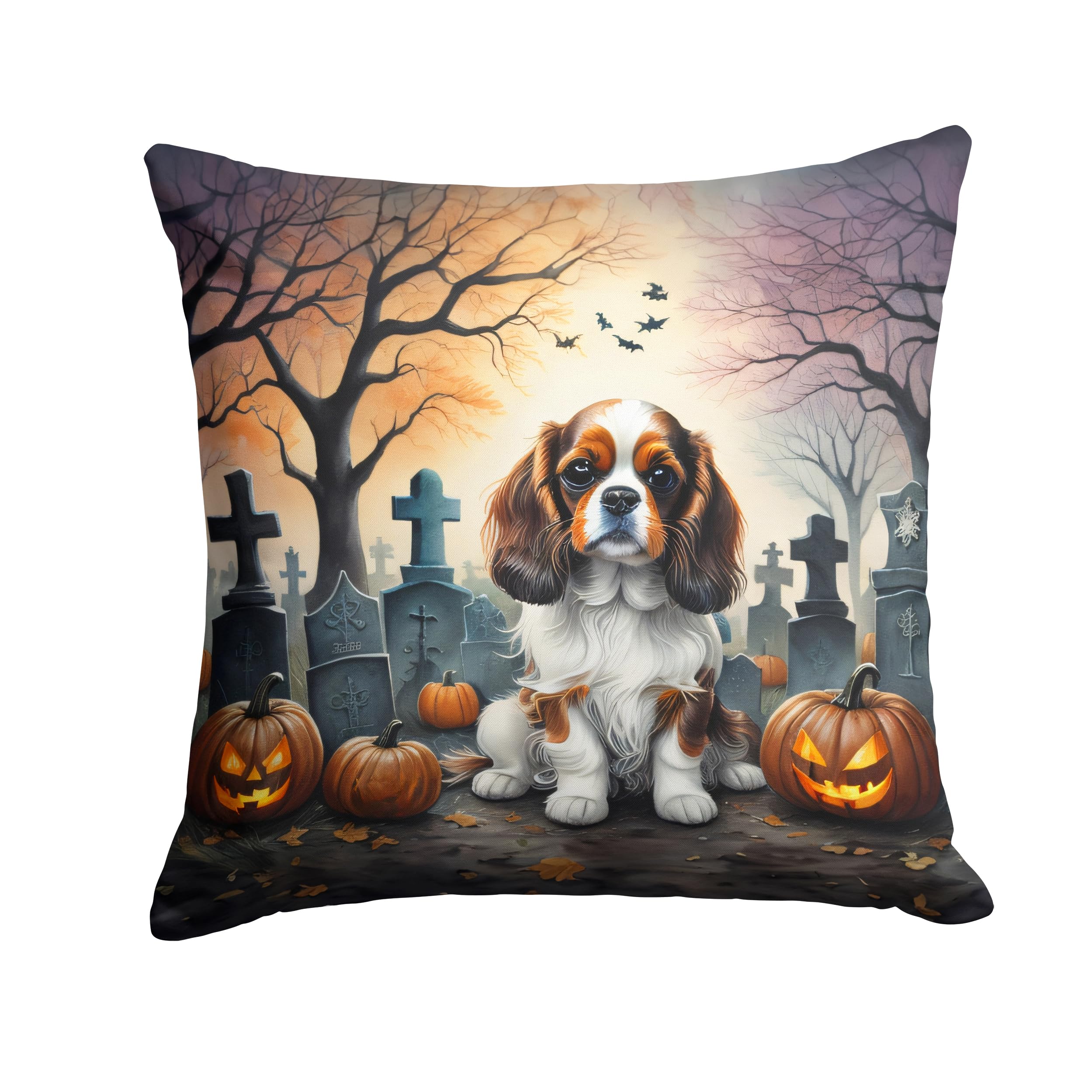 Cavalier Spaniel Spooky Halloween Throw Pillow