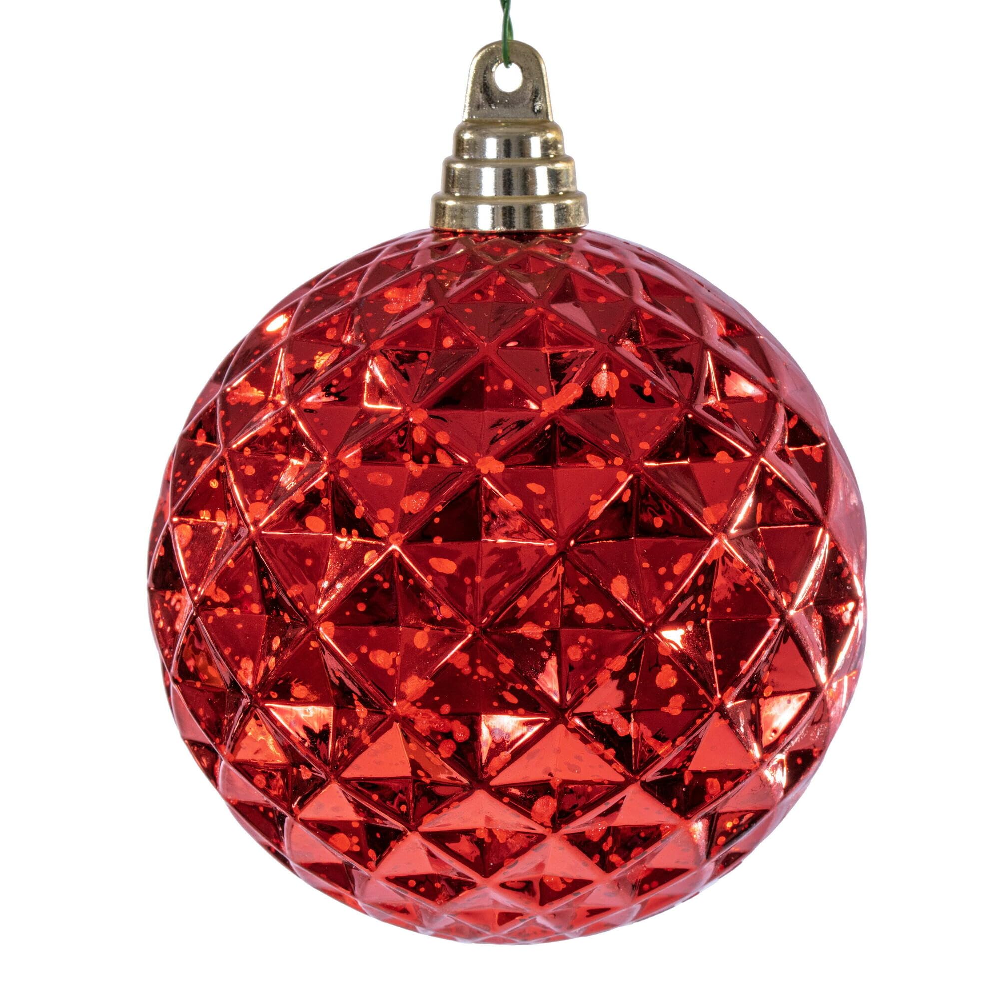 Casafoyer 4.75” Red Diamond Mercury Orn 4/Bag - (Pack Of 2)
