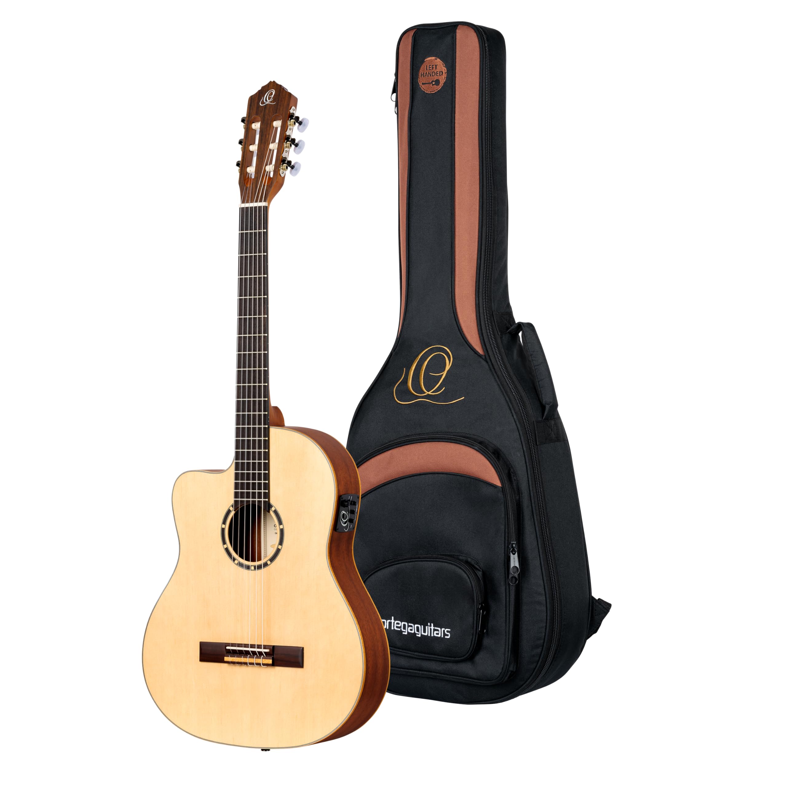 Family Series Thinline Acoustic-Electric Left-Handed Nylon Classical 6-String Guitar with Bag