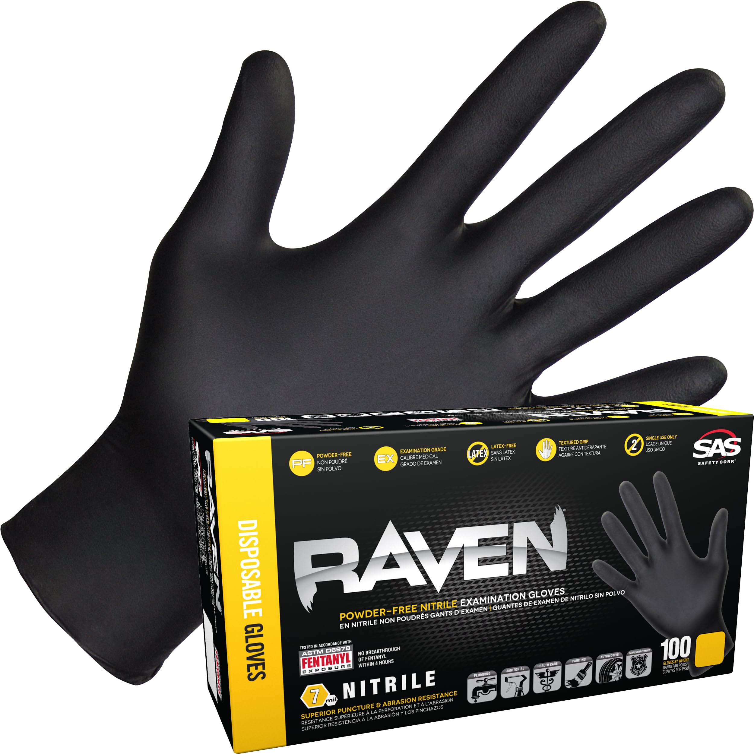 Raven Powder-Free Nitrile Disposable Glove, Medium