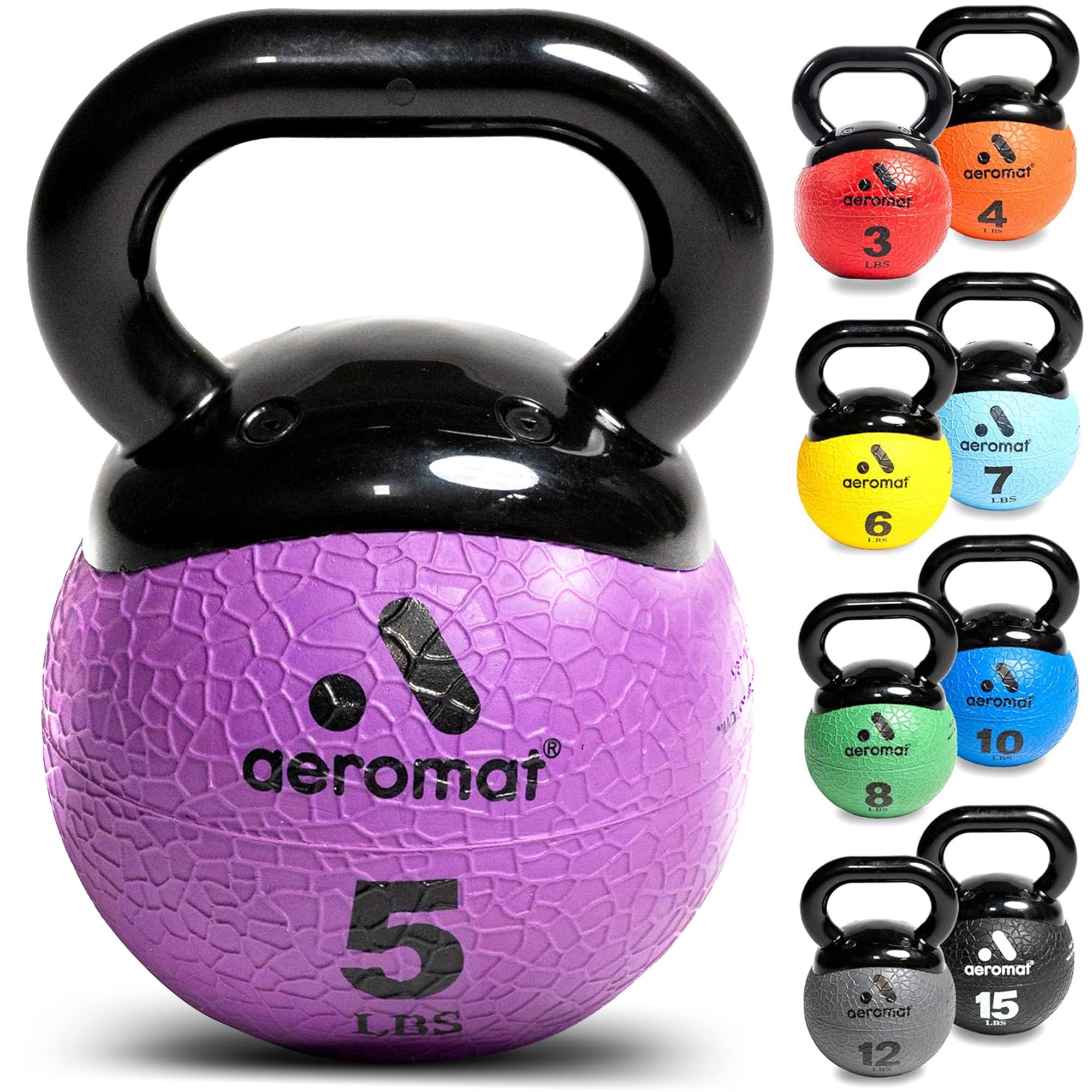 Aeromat Elite Mini Kettlebell Medicine Ball, 5 lb, color: Purple