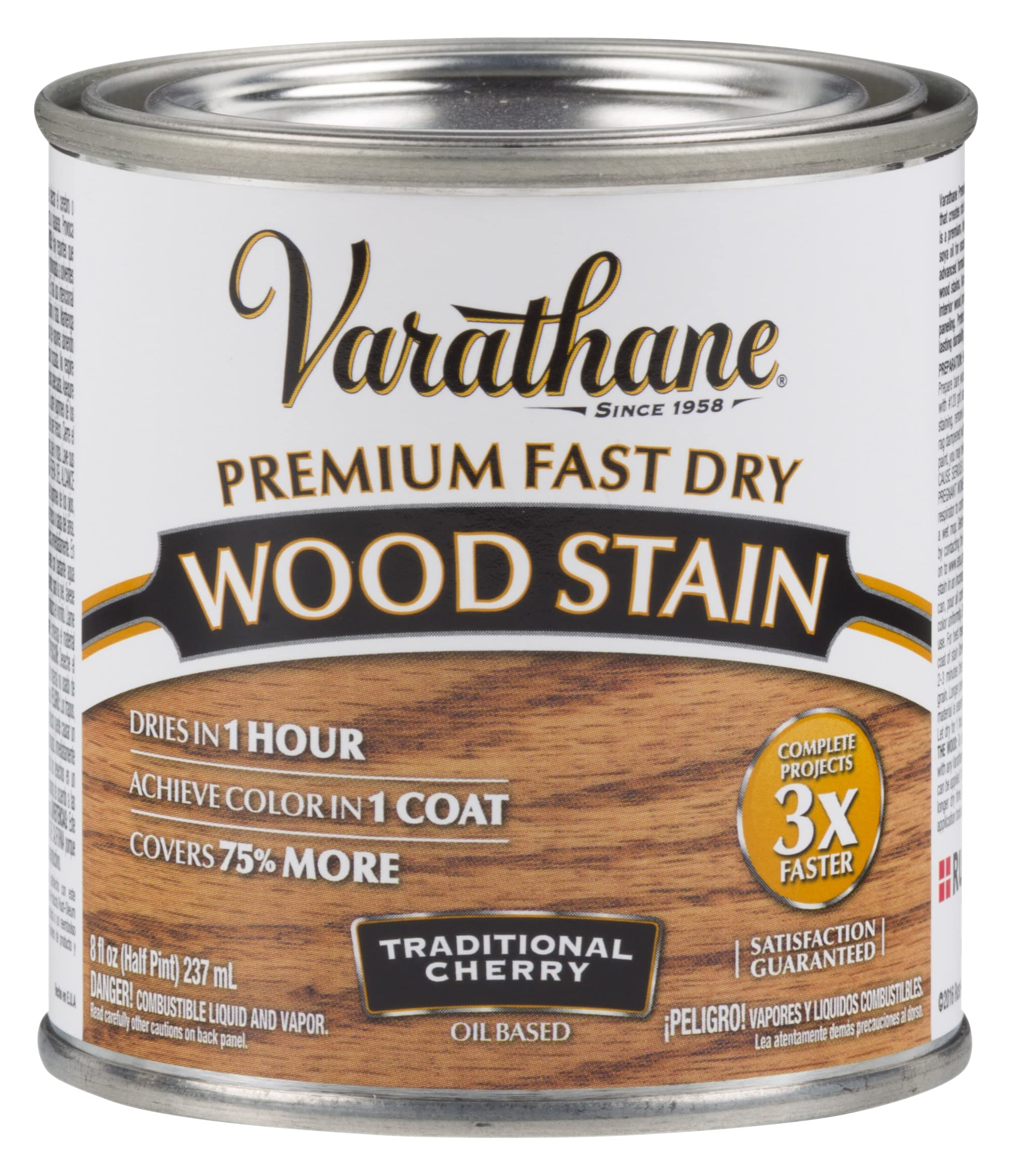 Varathane 262027 Premium Fast Dry Wood Stain, Half Pint, Traditional Cherry, 8 Fl Oz