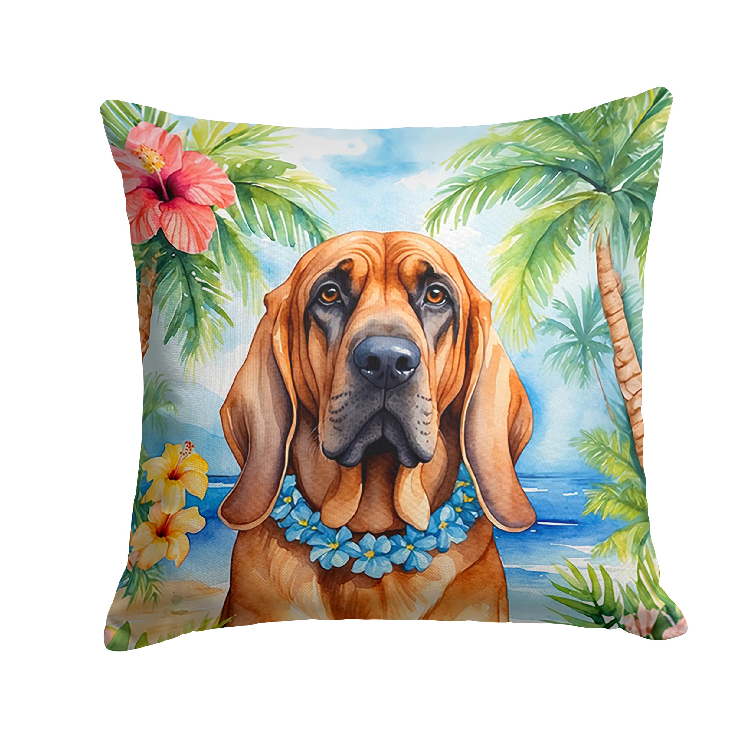 Bloodhound Luau Throw Pillow