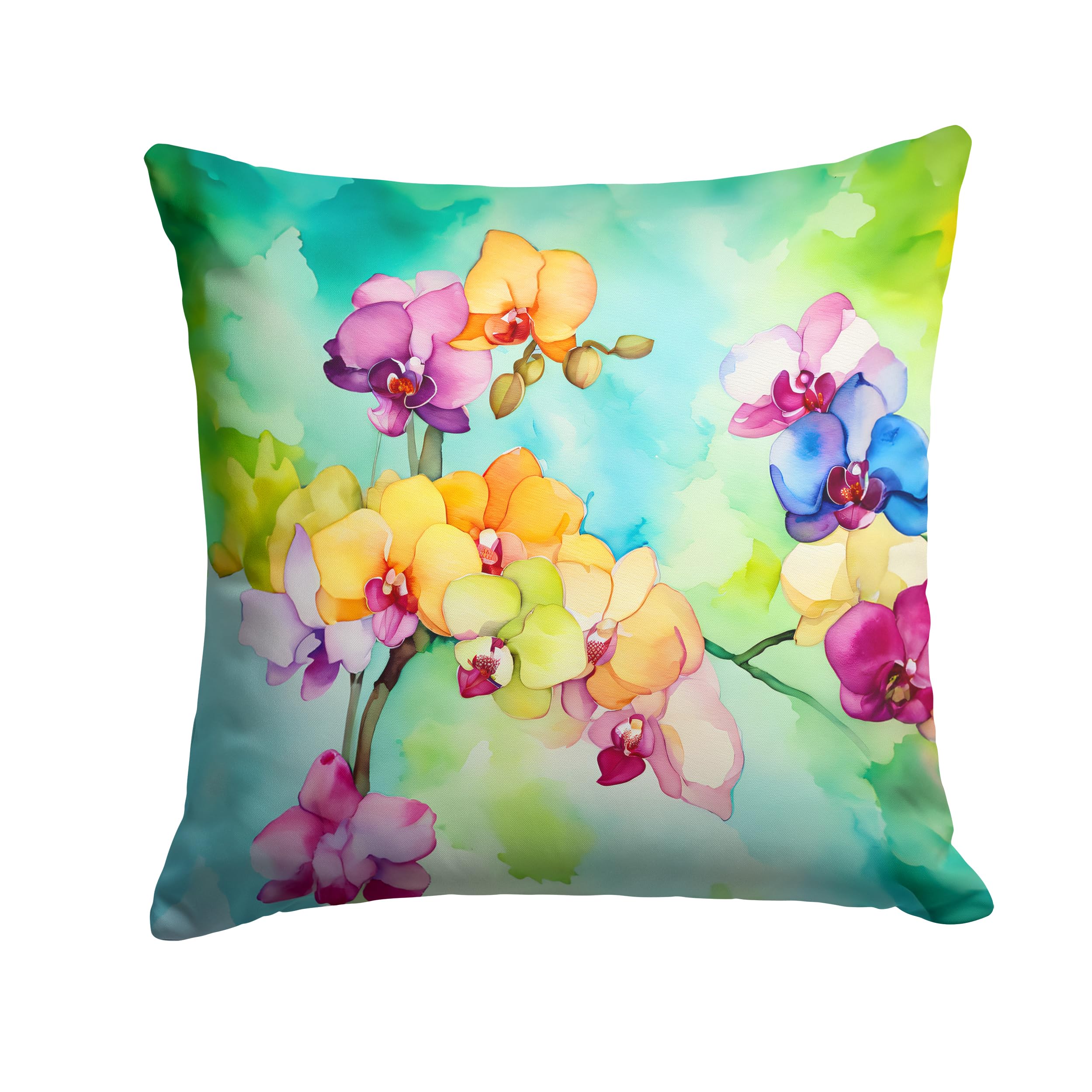 Orchids in Watercolor Throw Pillow