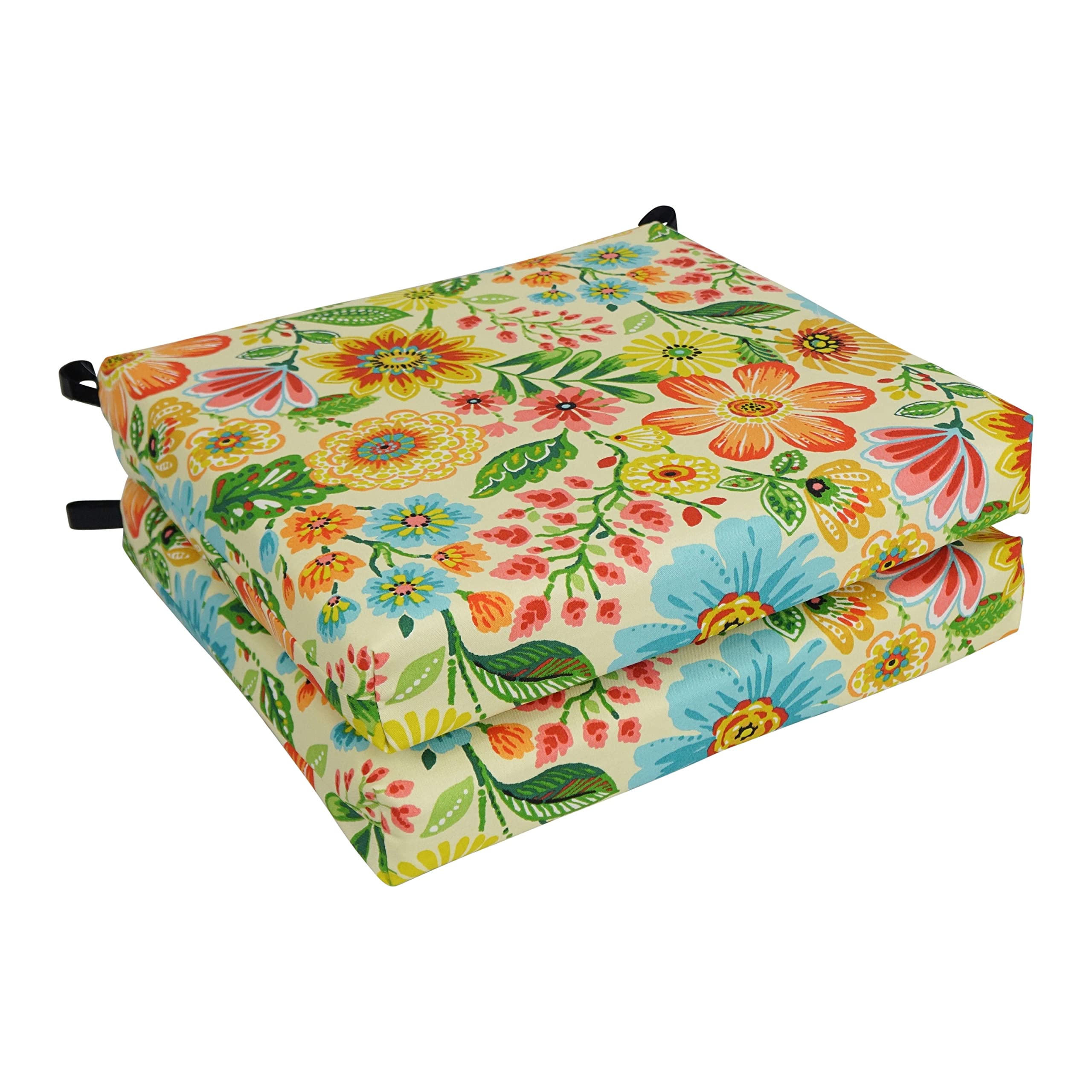 20-inch by 19-inch Patterned Outdoor Spun Polyester Chair Cushions (Set of 2) 93454-2CH-REO-60