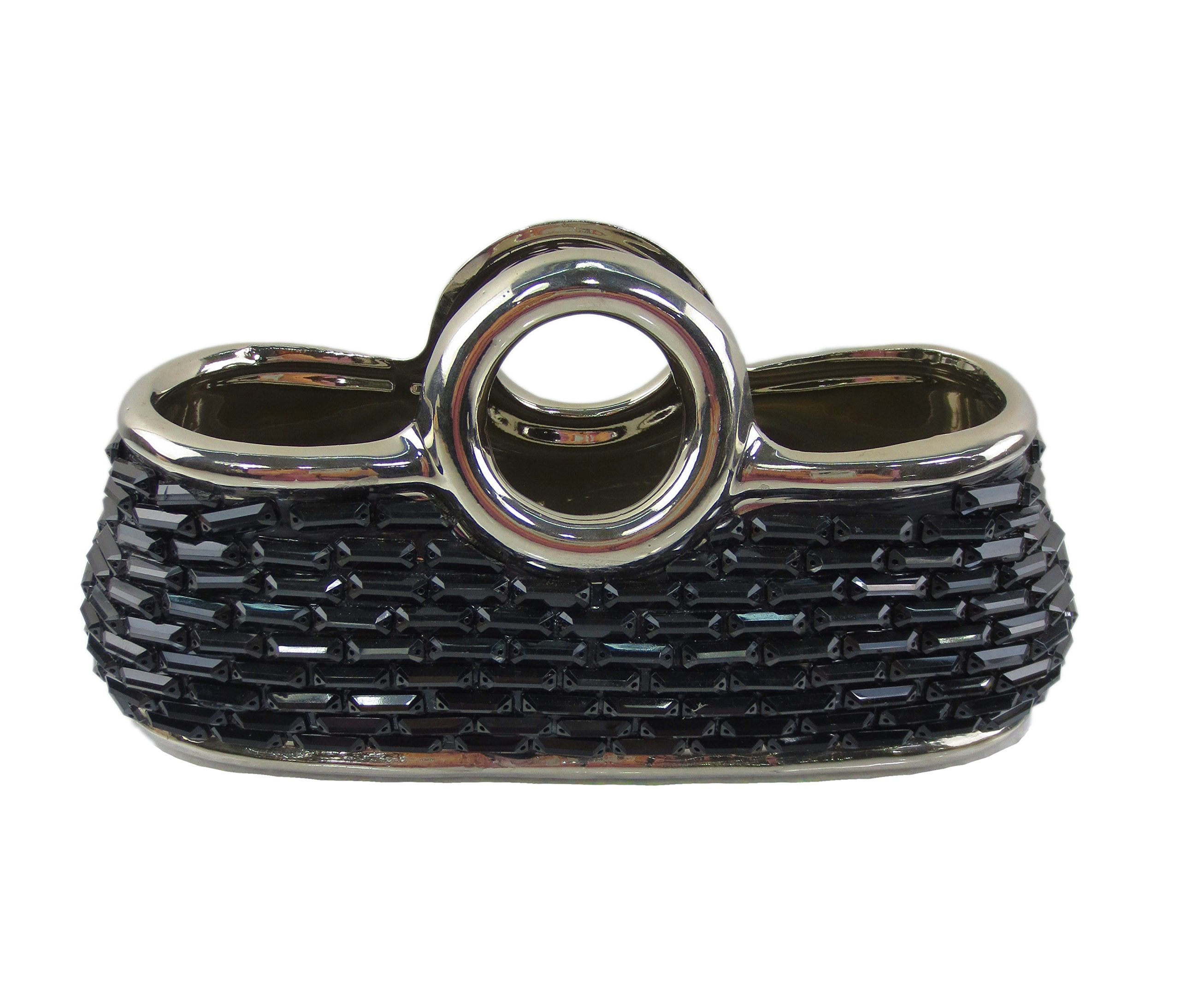 Decorative Ceramic & Glass Purse Flower Vase, 10 1/4 x 4 1/4” x 5”(H)