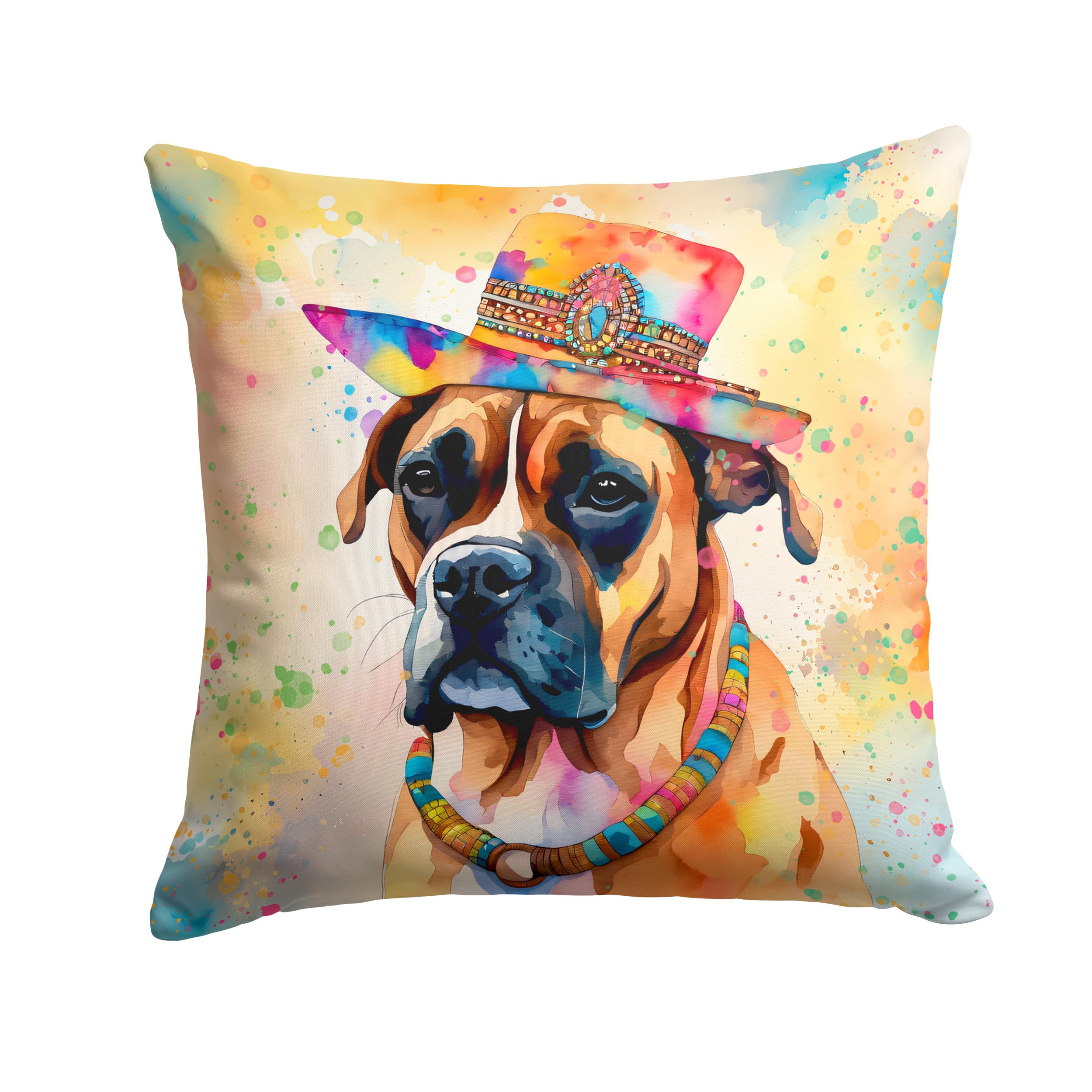 Boxer Hippie Dawg Throw Pillow