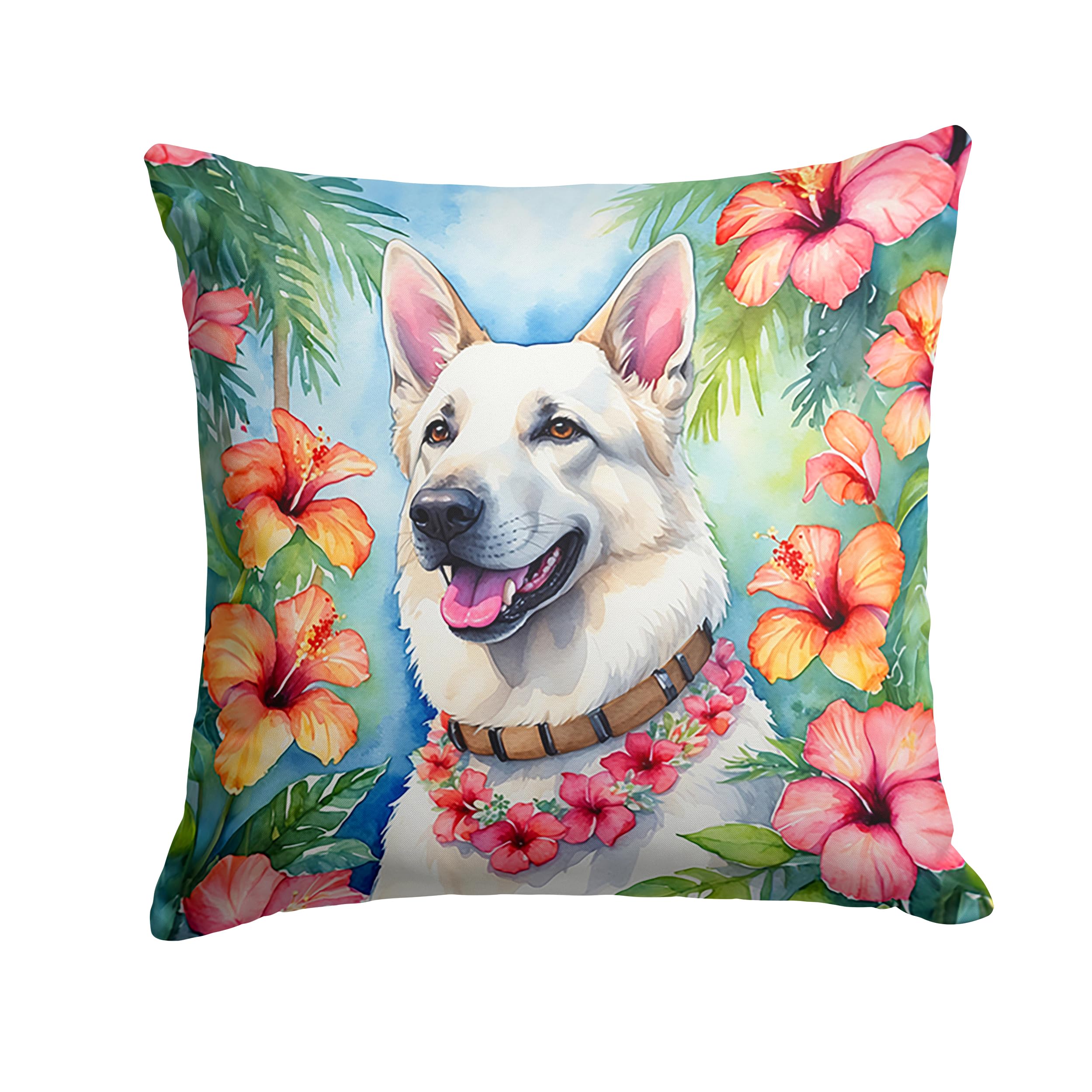 Carolines Treasures Luau Party Decorative Throw Pillow, 18Hx18W, German Shepherd 6438