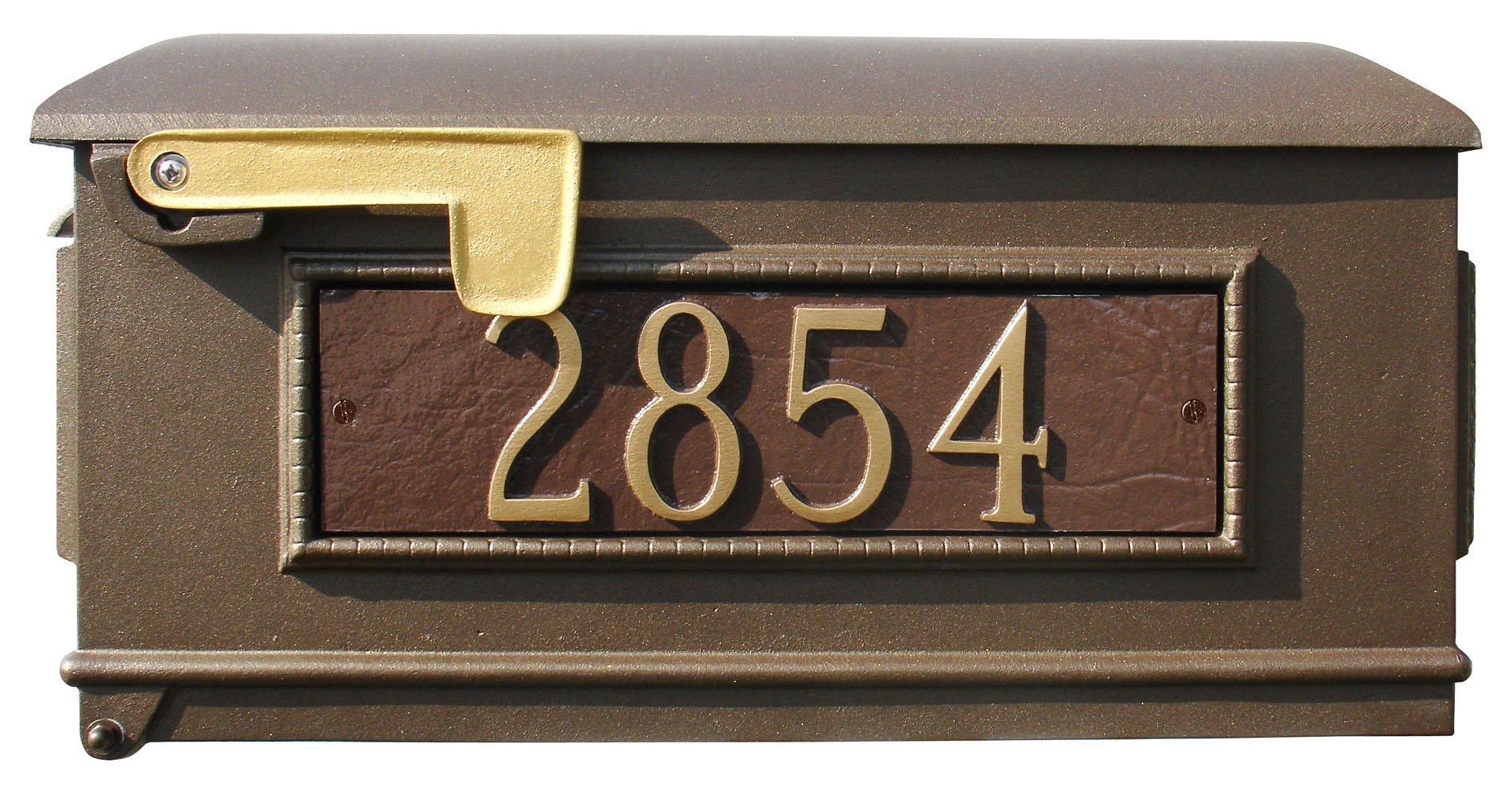 Lewiston Mailbox post system with fluted base, ball finial and 3 cast aluminum personalized address plates  , White