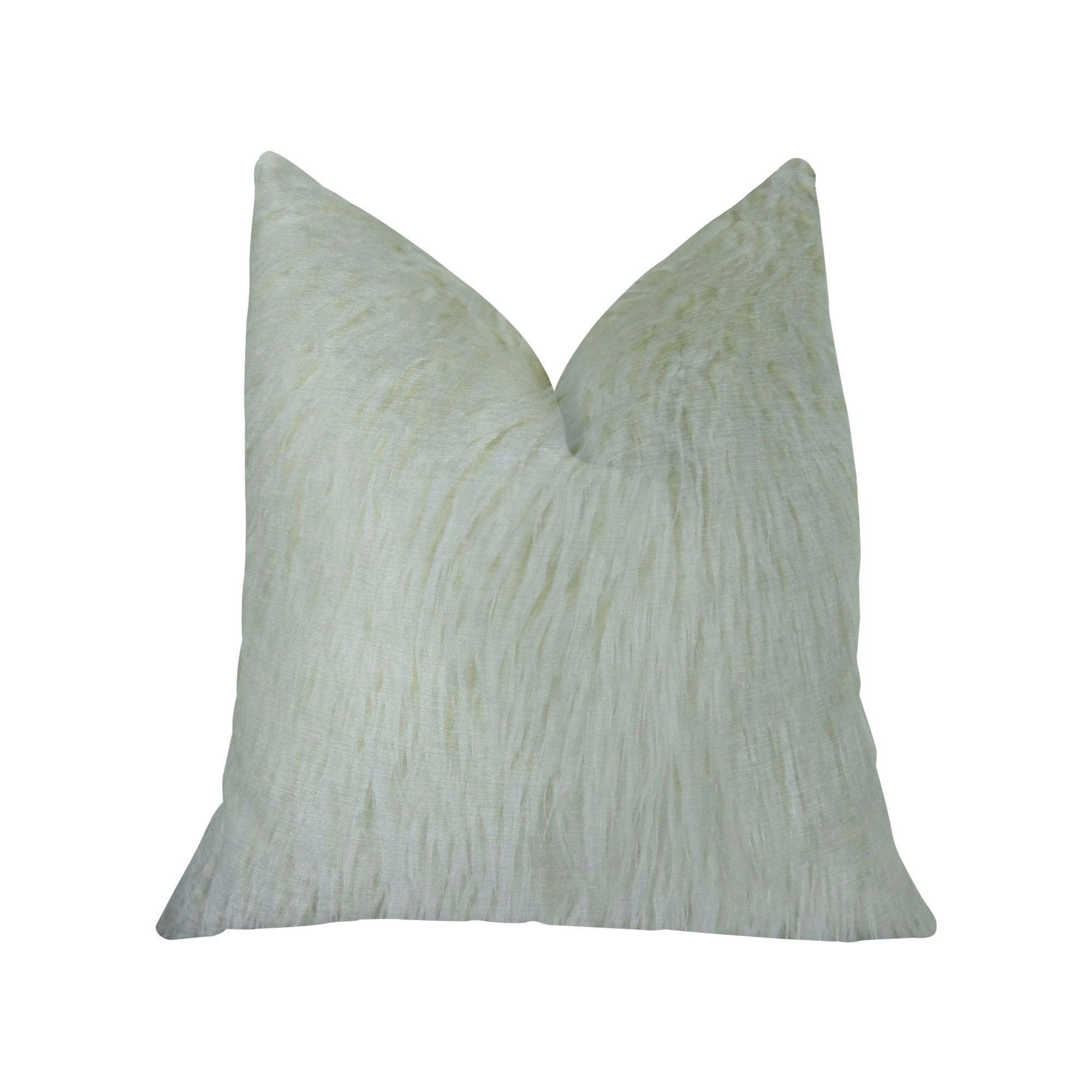 Plutus Fuzzy Mongolian Fur  White Handmade Luxury Pillow - Double sided  20 x 36″ King