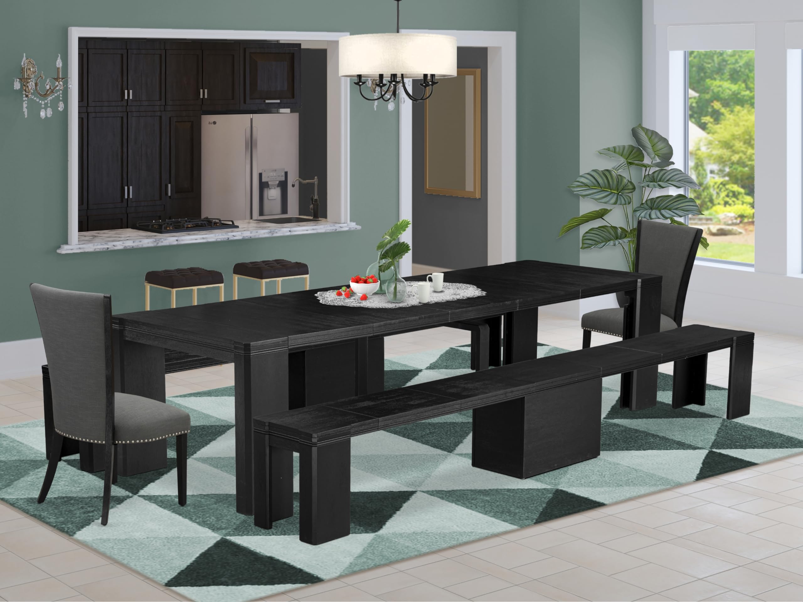 5-piece Dining Room Table Set a Rectangular Dining Table