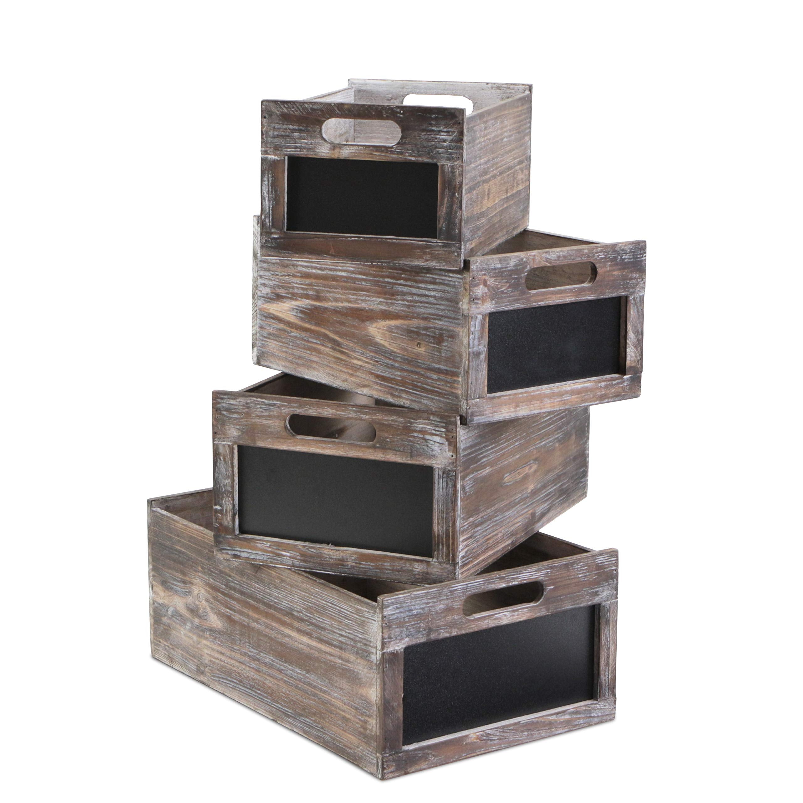 Cyprian Set of 4 Wood Crates & Chalkboard