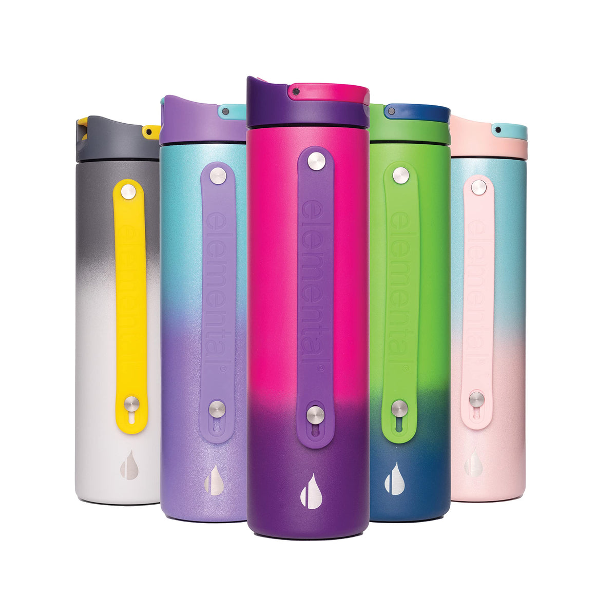 Elemental Iconic Triple Wall Vacuum Insulated Water Bottle With Straw & Sports Lid, Stainless Steel Metal Water Bottle For Gym,