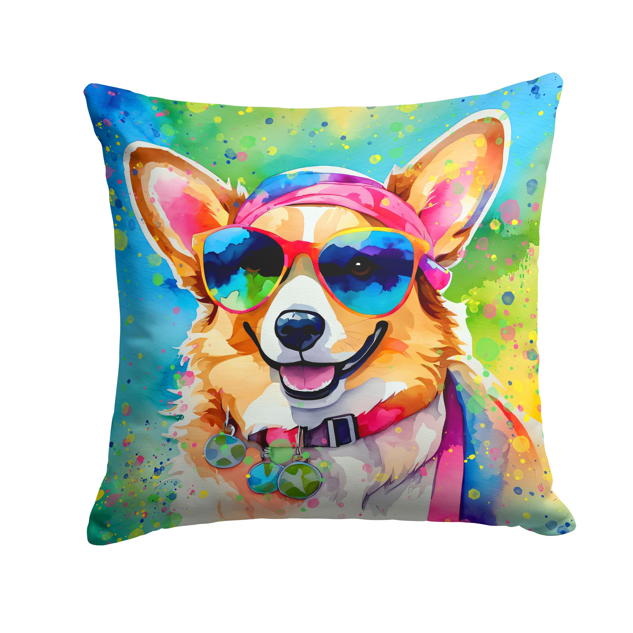 Corgi Hippie Dawg Throw Pillow