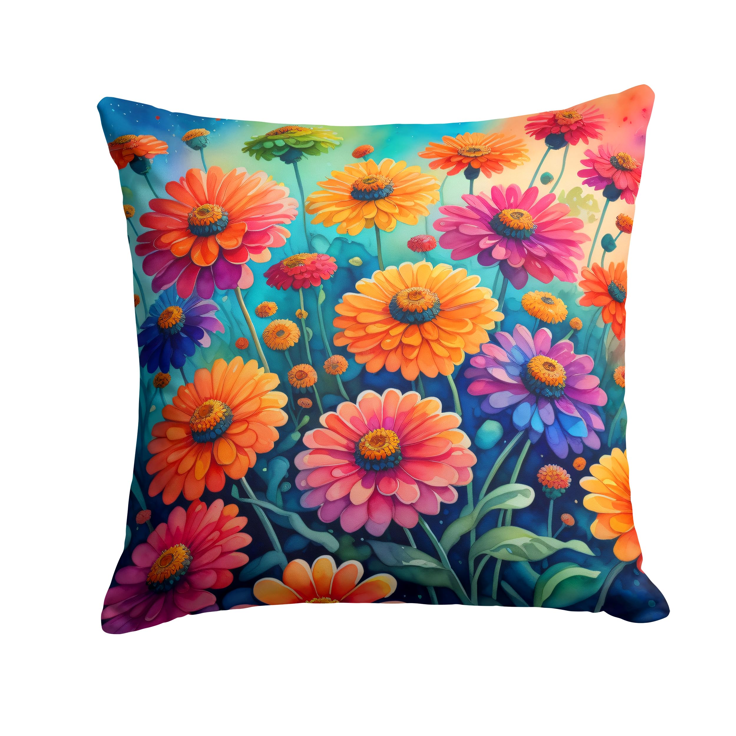 Colorful Zinnias Throw Pillow