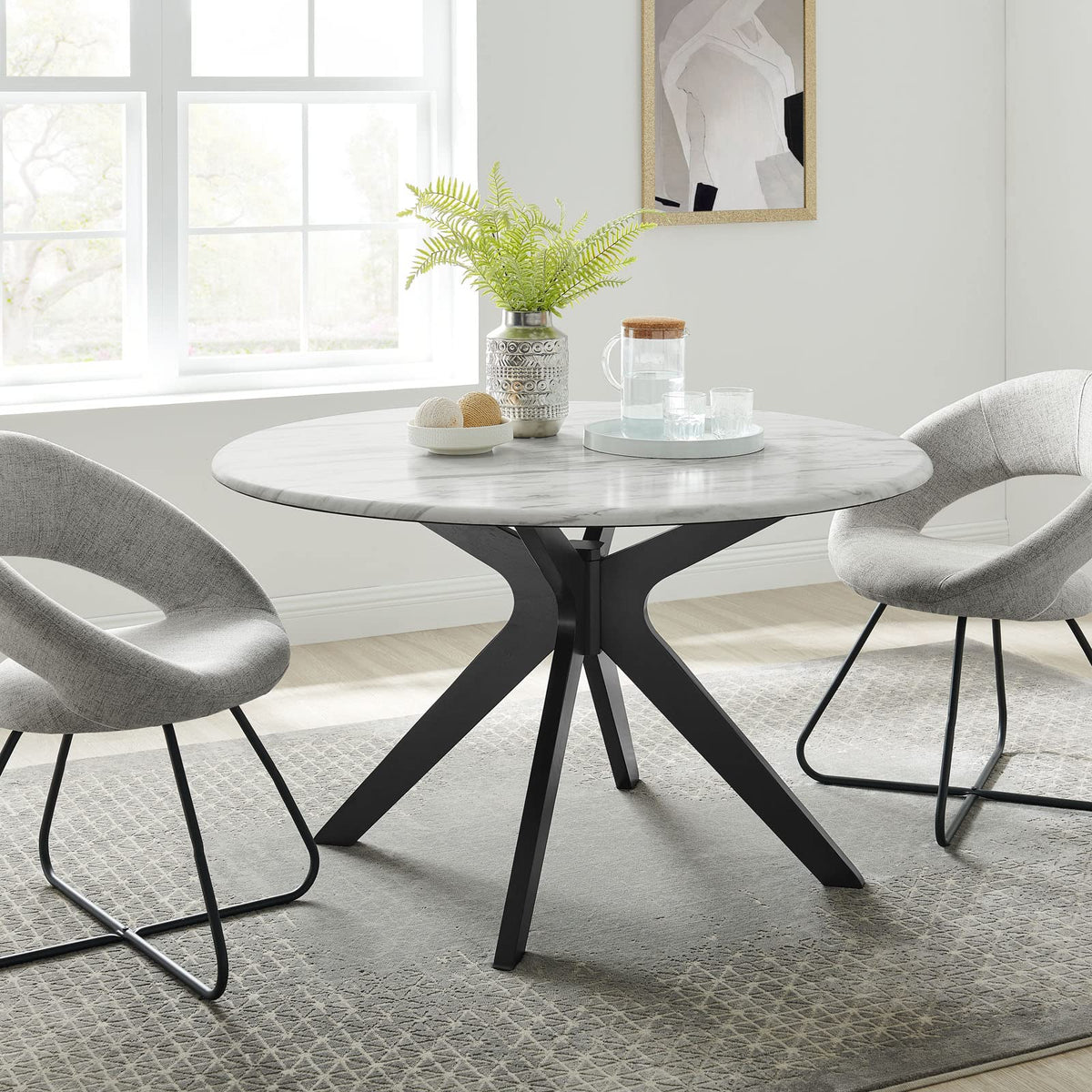 Modway Traverse Table, Black White-50 Round