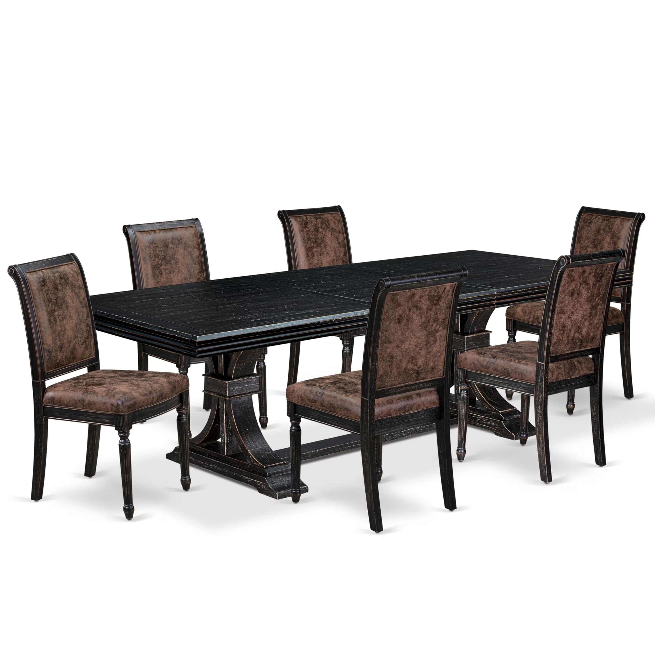 7 piece Modern Dining Table Set of a Dining Table and 6 Dining Room Chairs