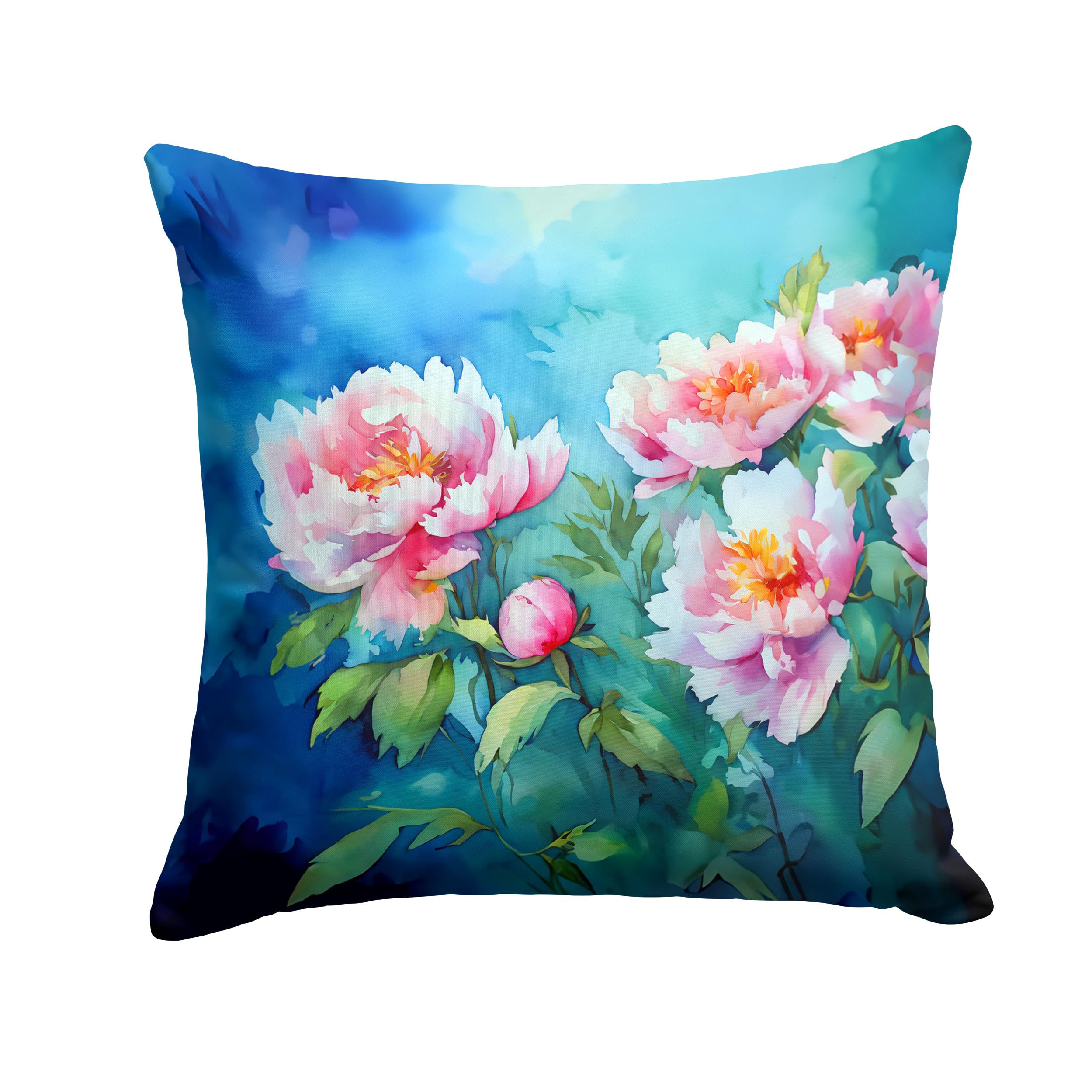 Peonies in Watercolor Throw Pillow