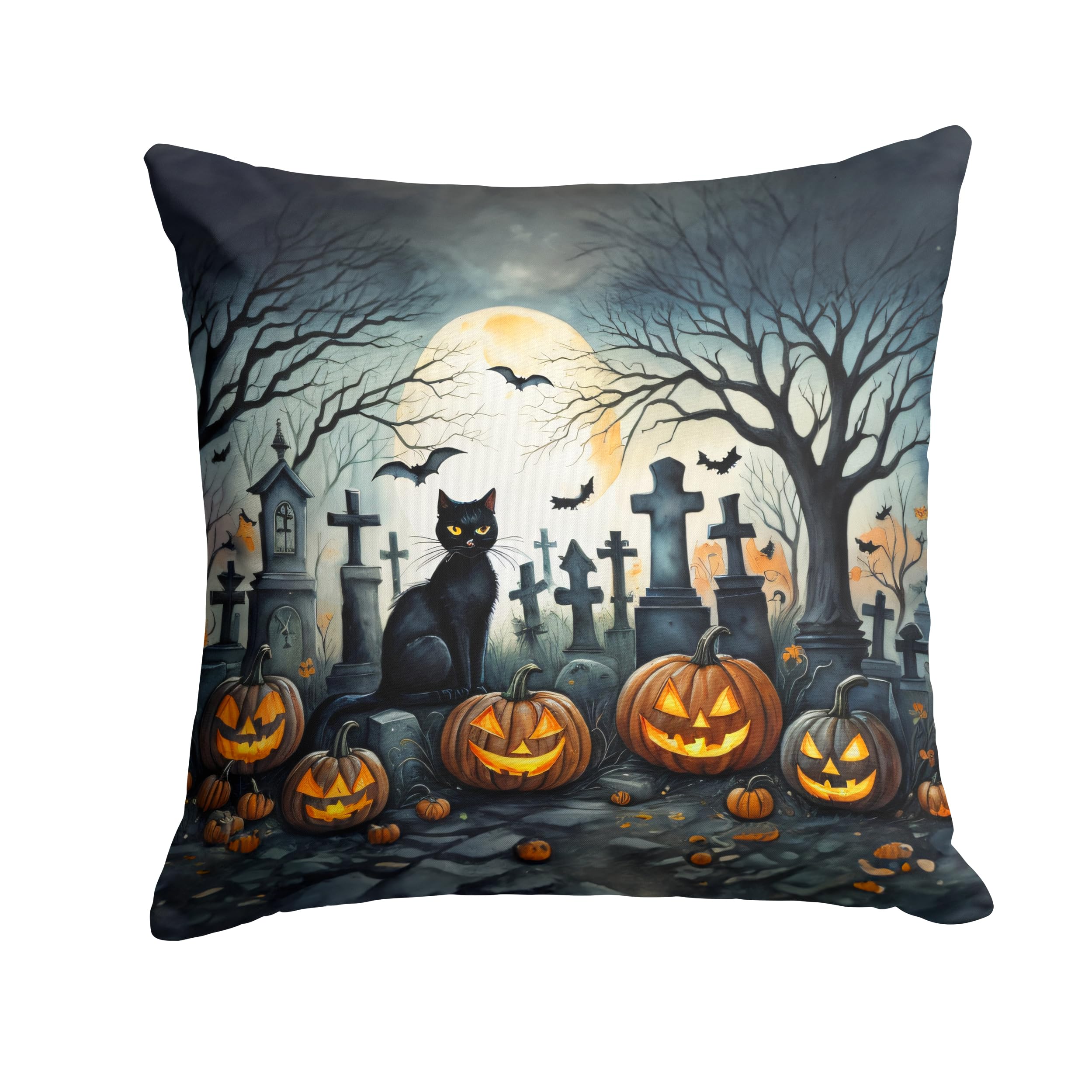Black Cat Spooky Halloween Throw Pillow