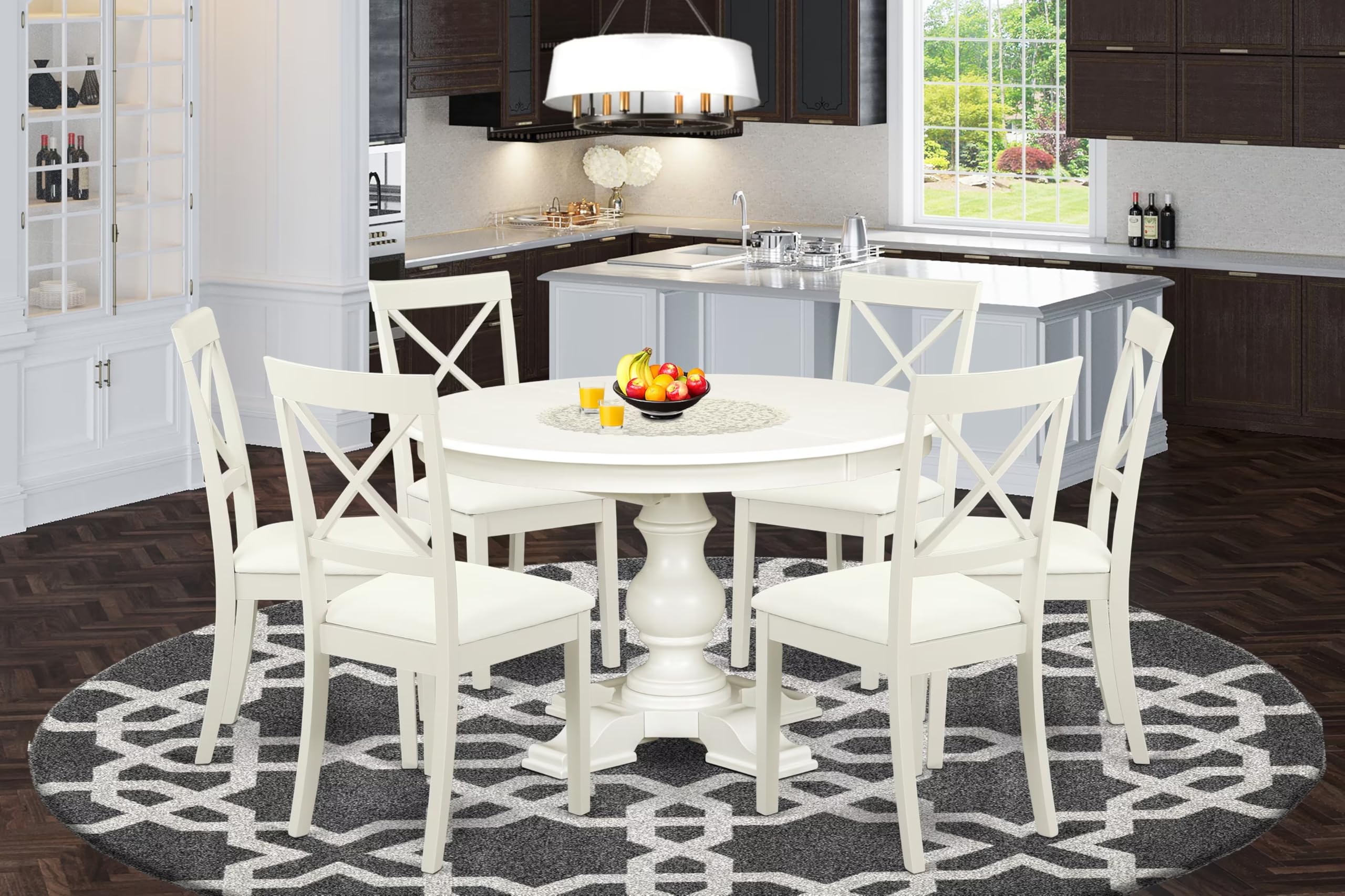 7-Piece Mid-Century Kitchen Set, Linen White