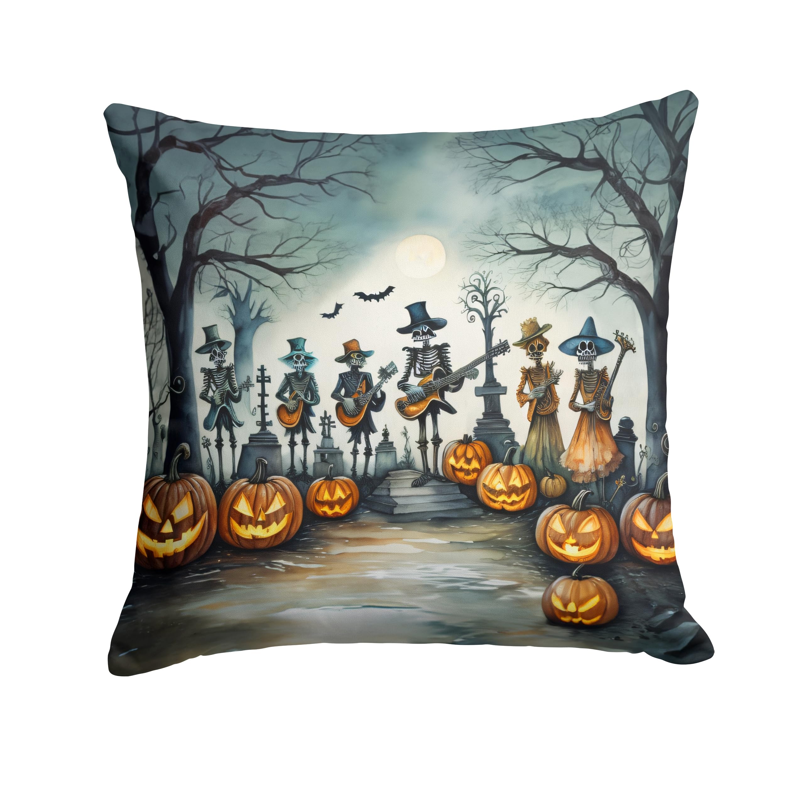 Mariachi Skeleton Band Spooky Halloween Throw Pillow