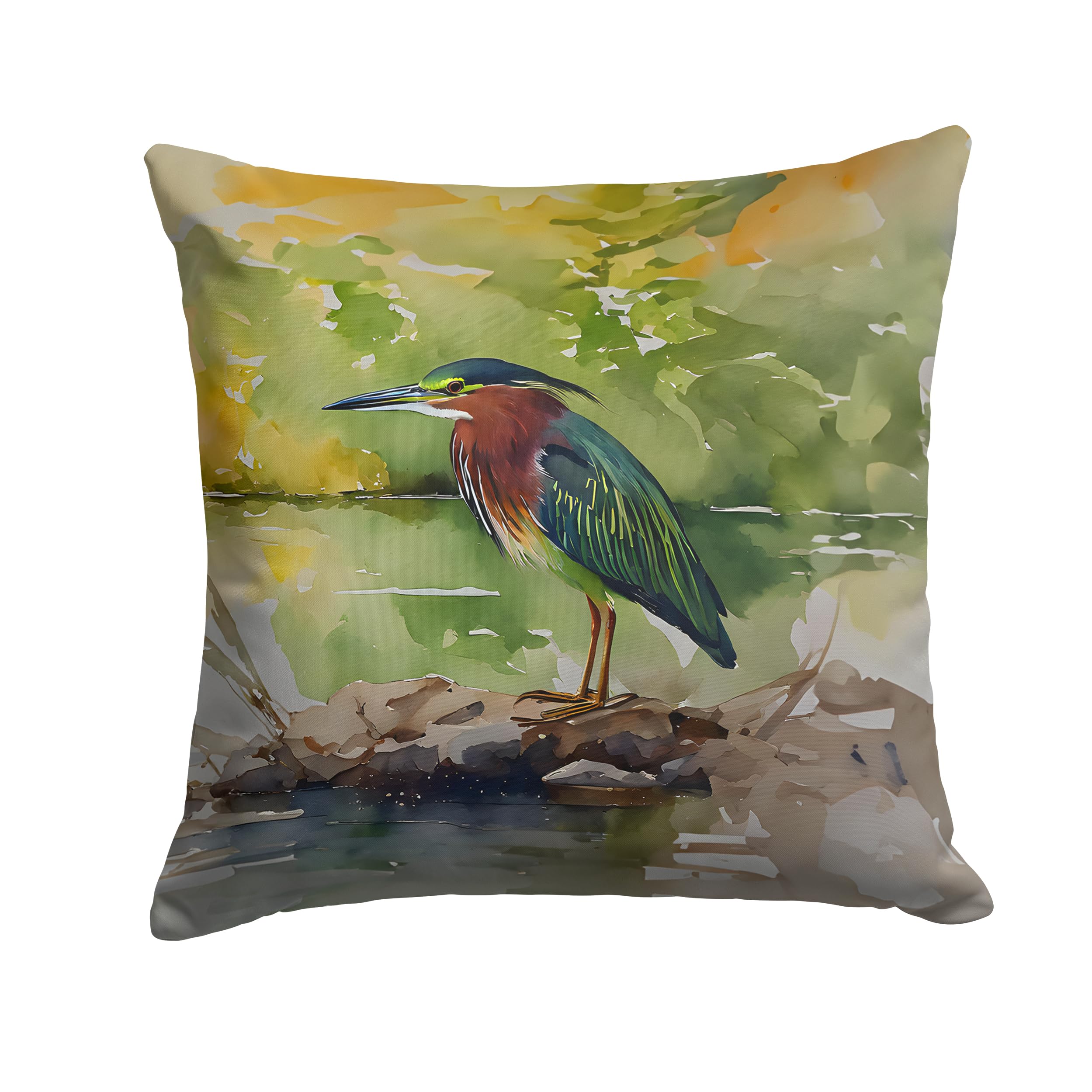 Carolines Treasures Green Heron Throw Pillow Machine Washable, Indoor Outdoor Decorative Pillow for Couch, Bed or Patio, 18Hx18W