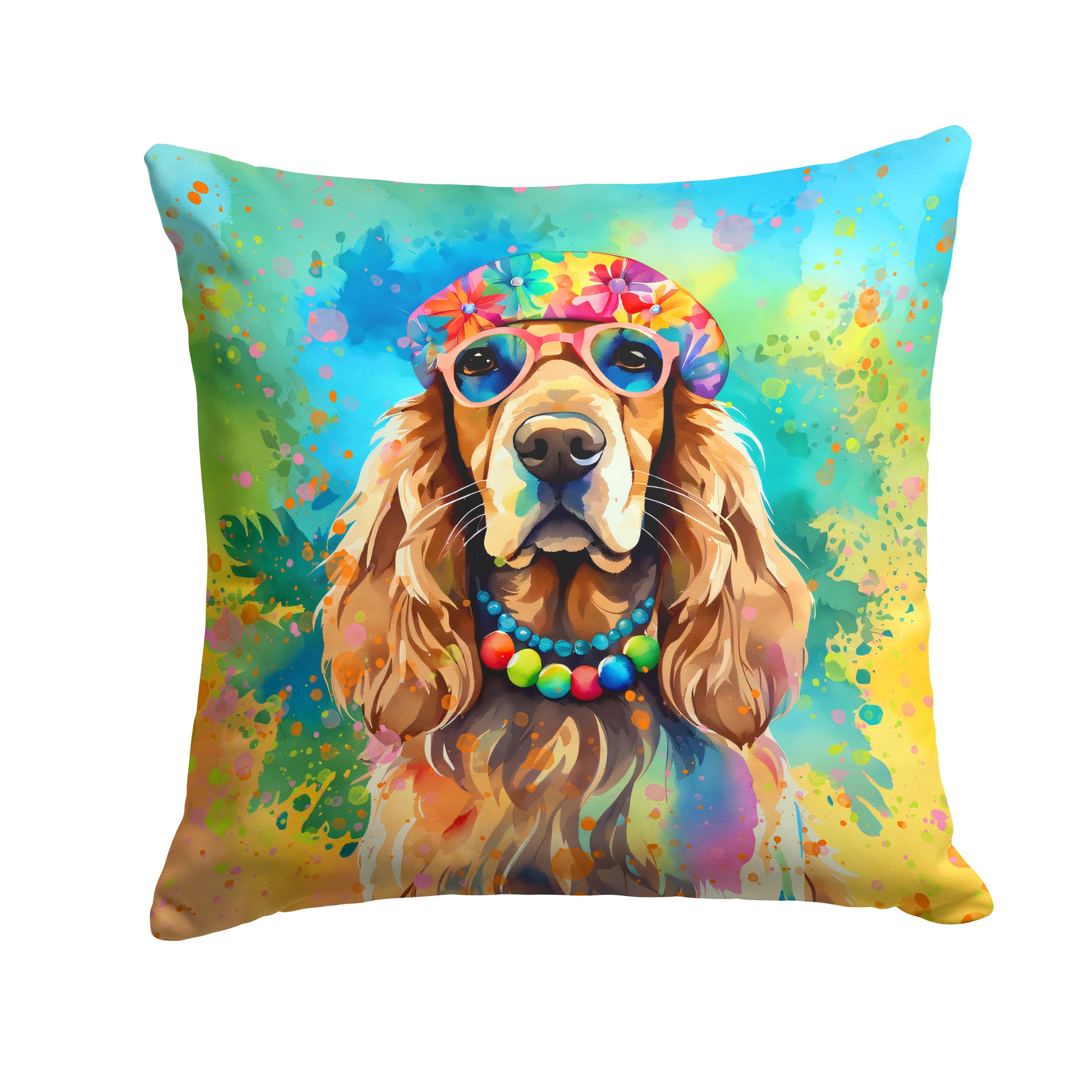 Cocker Spaniel Hippie Dawg Throw Pillow